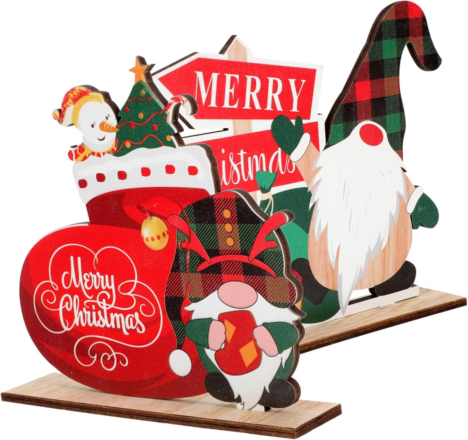 Abaodam 2 adornos de madera de Navidad, letrero de madera de Papá Noel, suministros de fiesta de Navidad, centro de mesa, mesa de fiesta, letrero de