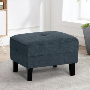 ACMEASE Otomana copetuda de tela con patas de madera estables, taburete de felpilla de 25 pulgadas, otomana cuadrada para pasillo, dormitorio, sala ACMEASE Otomana copetuda de tela con patas de madera estables, taburete de felpilla de 25 pulgadas, otomana cuadrada para pasillo, dormitorio, sala