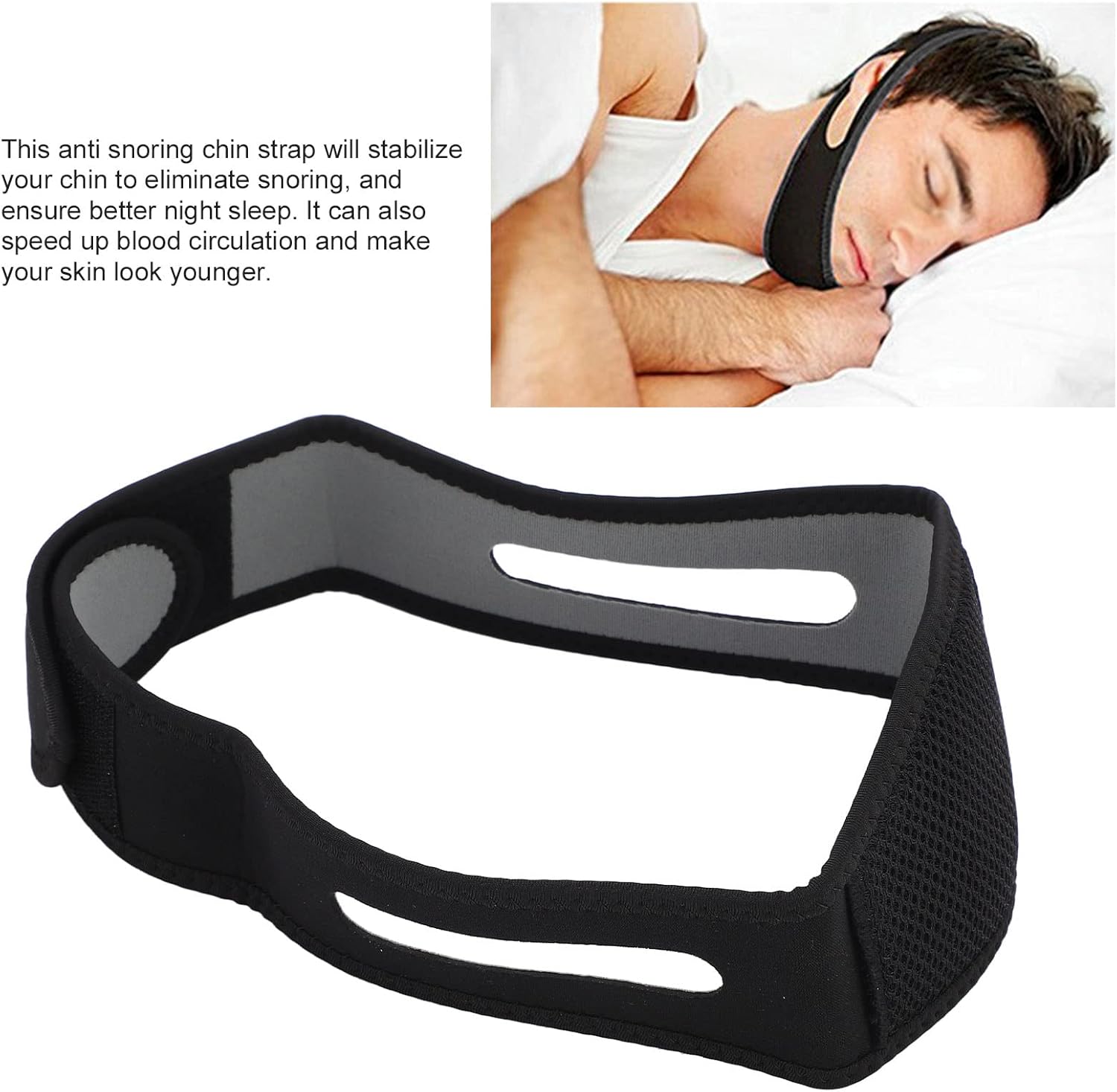 CPAP – Correa de barbilla anti ronquidos para usuarios de CPAP, cinturón de soporte de mandíbula ajustable, correa de levantamiento de barbilla