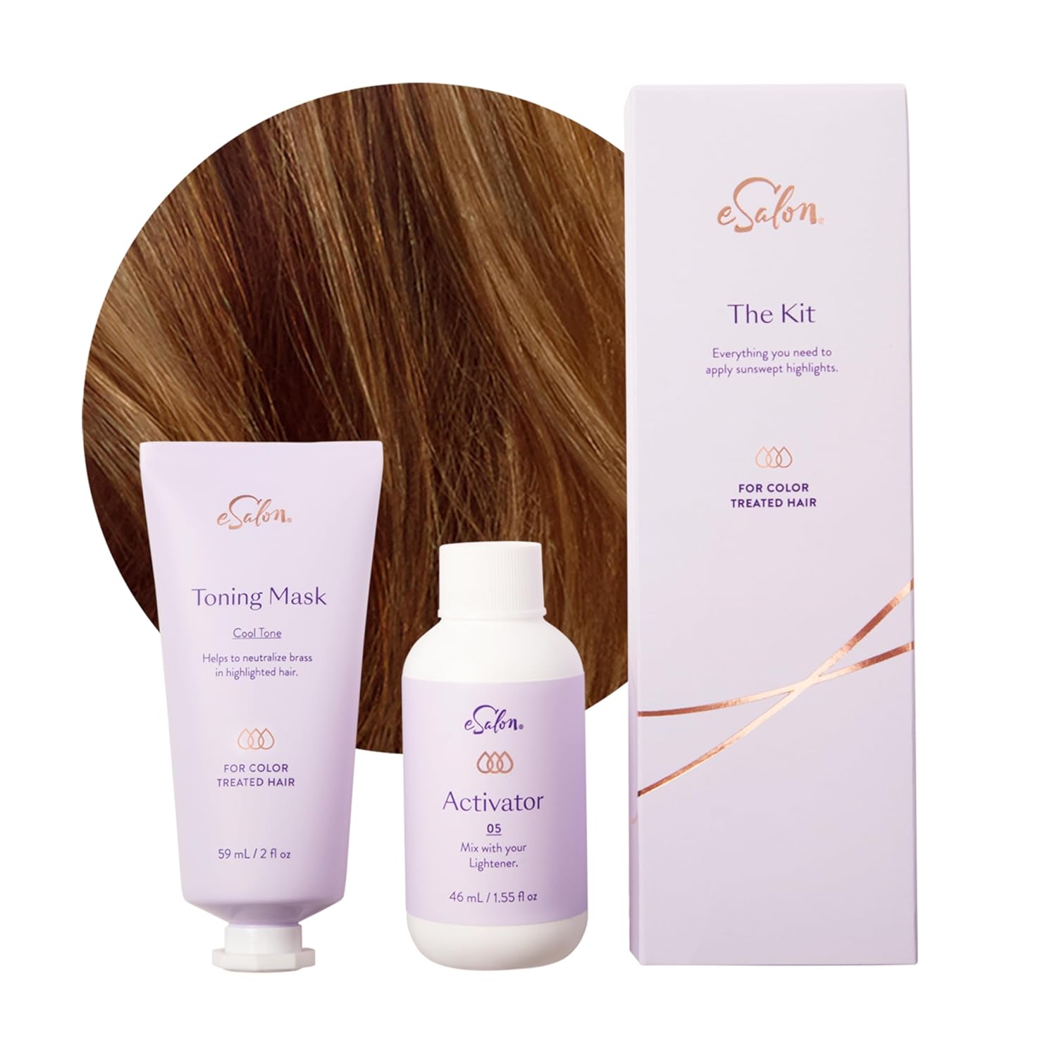 eSalon Juego de luces, kit de resaltado de cabello balayage, kit de resaltado de grado profesional en el hogar (morena ligera a mediana)
