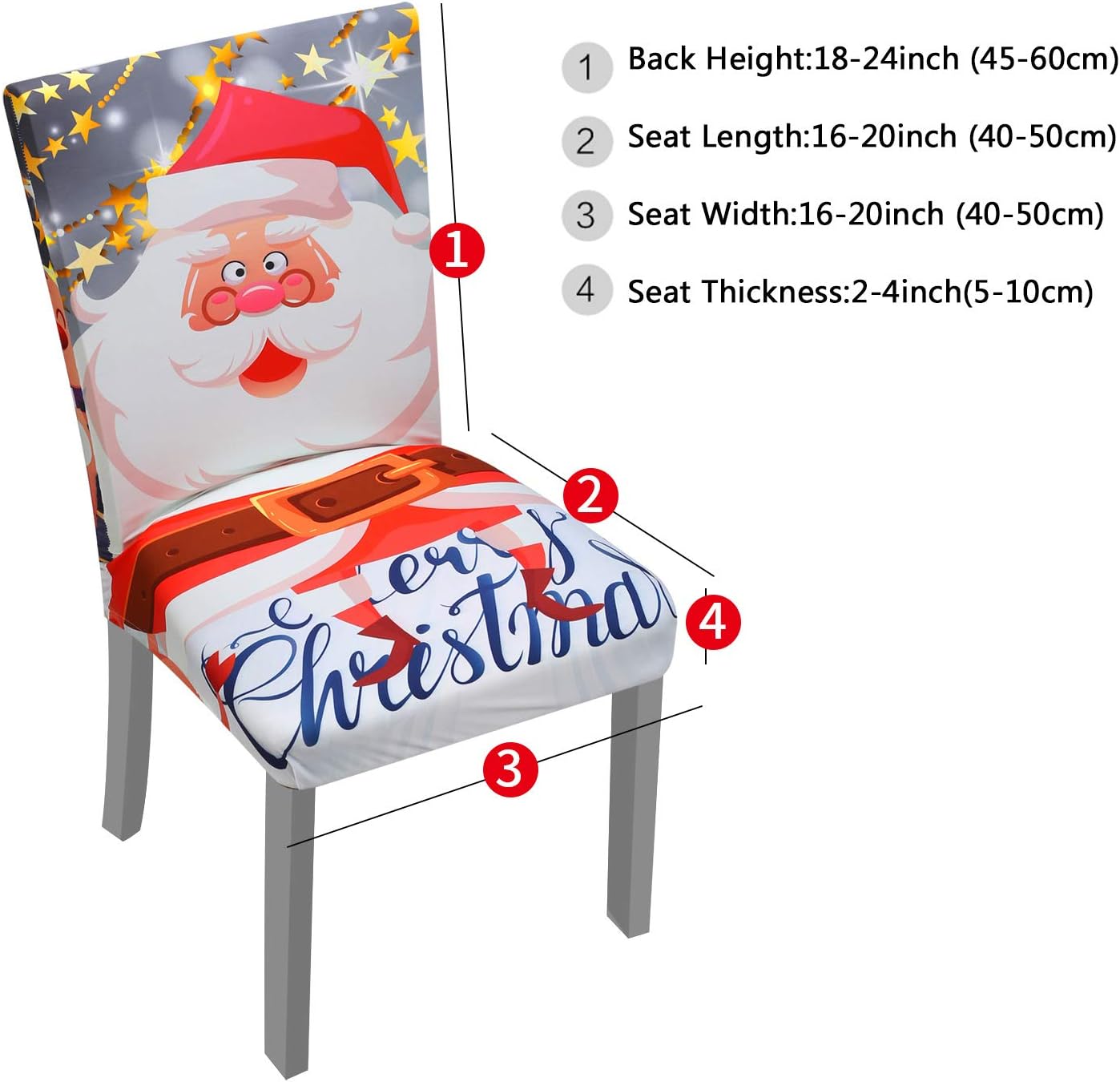 Funda protectora elástica para silla de comedor, de licra, extraíble y lavable, funda protectora para silla con estampado de Navidad para sillas de
