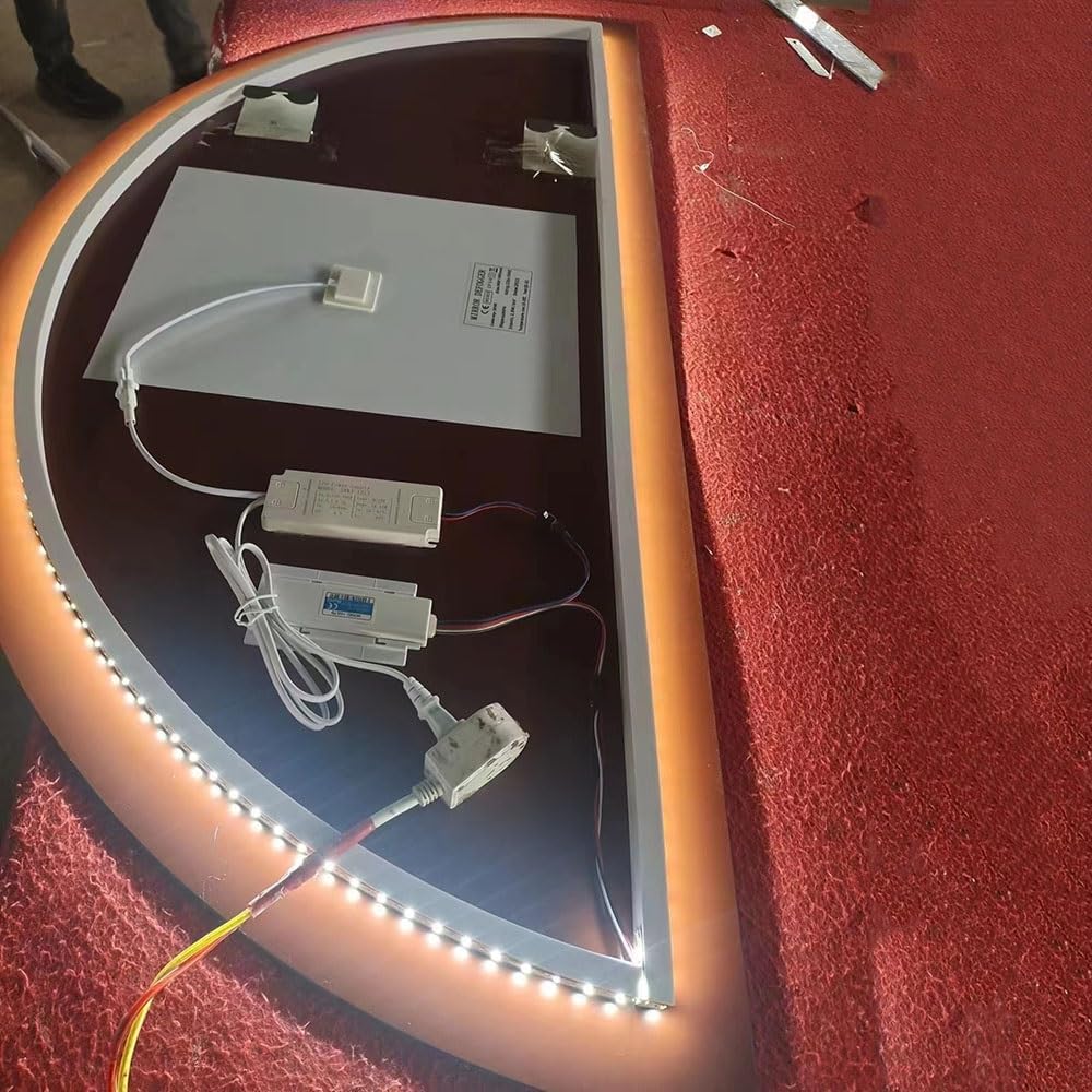NURCIX Espejo de baño LED inteligente para pared, espejo de tocador iluminado con luces y botón táctil inteligente para sala de estar, dormitorio