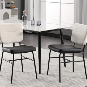EALSON Juego de 2 sillas de comedor tapizadas de cuero, modernas sillas de comedor con patas de metal y respaldo de piel sintética, cómodas sillas EALSON Juego de 2 sillas de comedor tapizadas de cuero, modernas sillas de comedor con patas de metal y respaldo de piel sintética, cómodas sillas