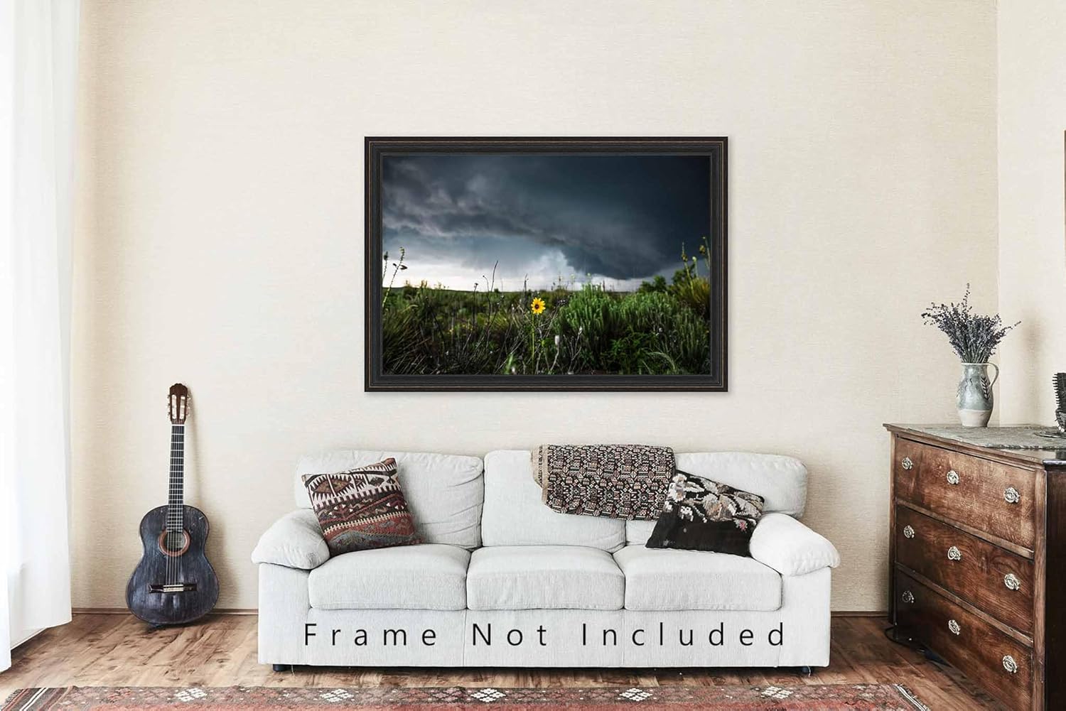 Storm Photography Print (Not Framed) Picture of Thunderstorm Passing Behind Wild Sunflower on Spring Day in Texas Flower Wall Art Nature Decor (8″ x