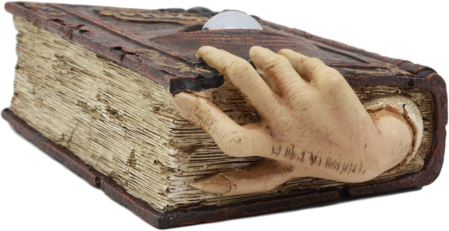 Ebros Witchcraft Hechicería realista de libro de hechizos de hechizos de hechizos Estatua decorativa de 8.5 pulgadas de alto