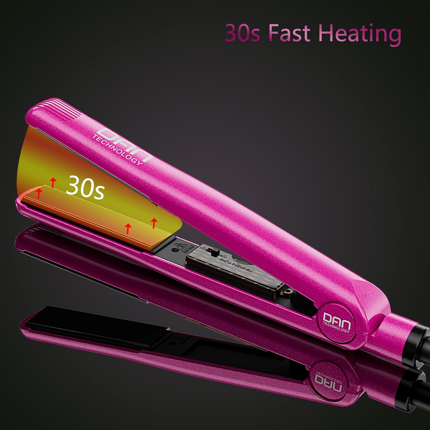 Dan Technology Plancha de pelo 2 en 1, plancha plana de doble voltaje, plancha plana de 1 pulgada, plancha de pelo de temperatura ajustable, plancha