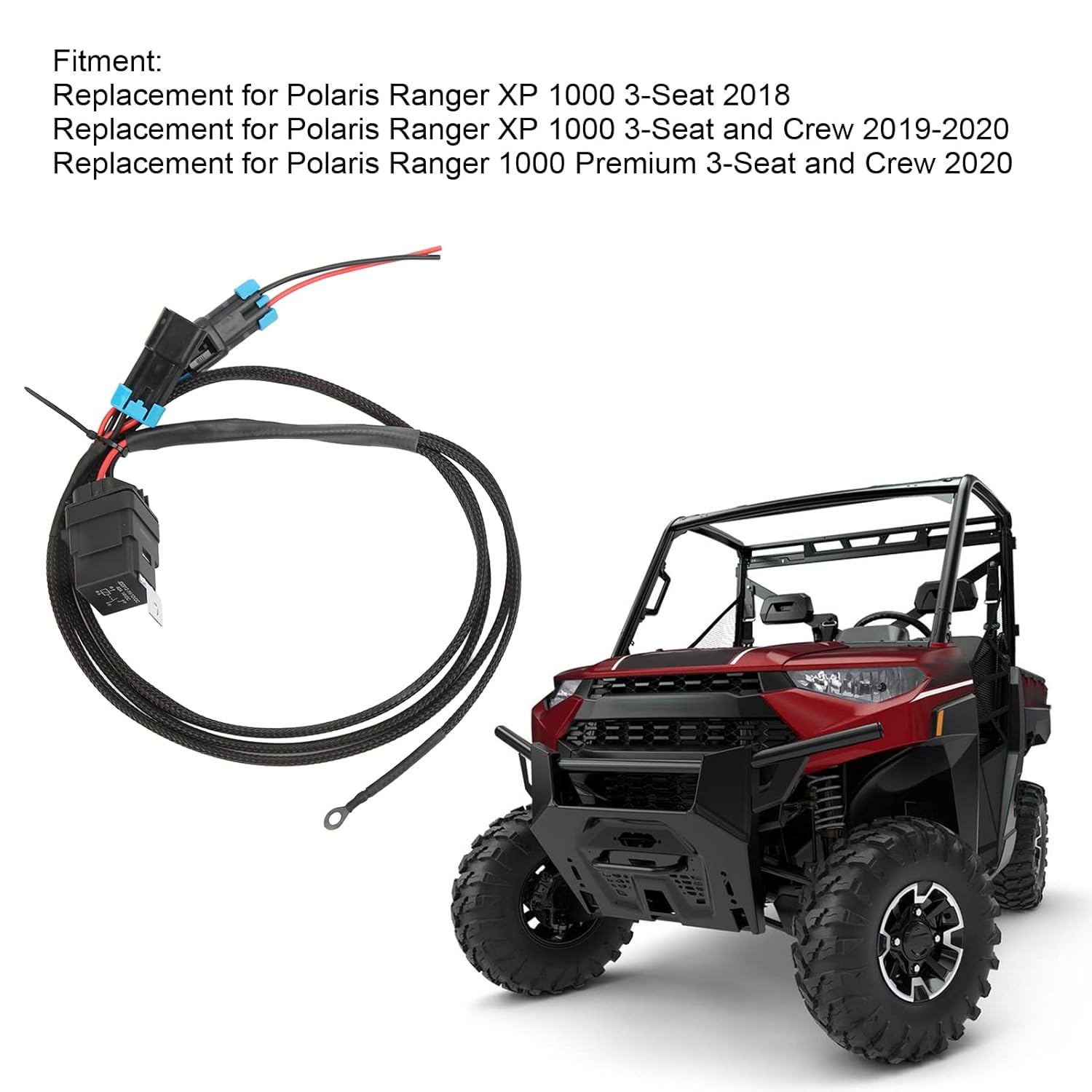 Aramox Arnés de cable de luz de respaldo compatible con Polaris Ranger XP 1000, arnés de cableado de luz inversa de 12 V 40 A, repuesto de cable de