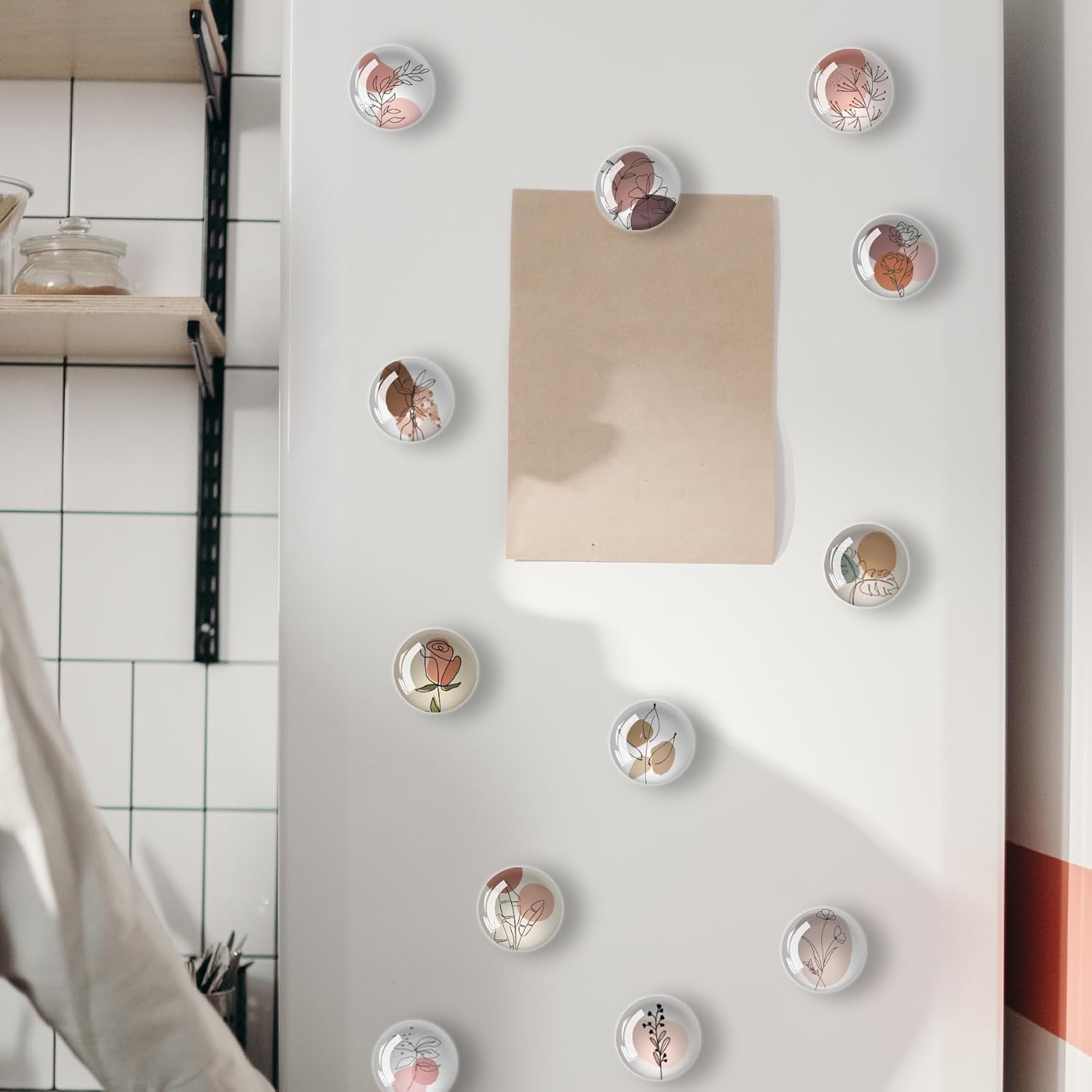 12 imanes de vidrio para nevera, diseño de líneas artísticas para nevera, decoración para manualidades, imanes de nevera fuertes para cocina,
