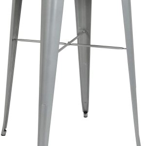 BizChair Mesa de altura de barra cuadrada de metal plateado y madera de 23.75 pulgadas BizChair Mesa de altura de barra cuadrada de metal plateado y madera de 23.75 pulgadas