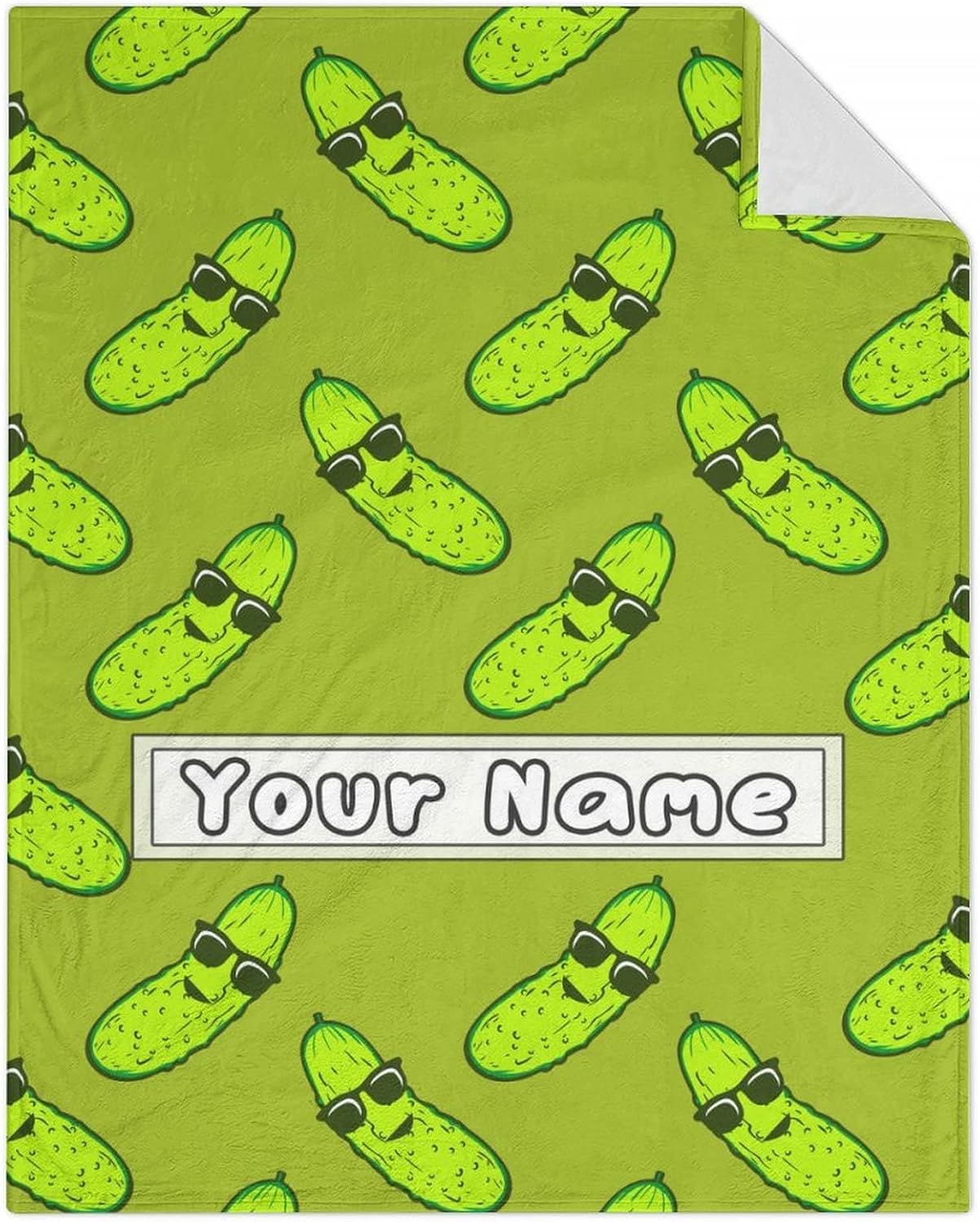 Manta personalizada de pepinillo para adolescentes, tamaño manta de 50 x 60 pulgadas, manta suave, esponjosa y acogedora, manta decorativa verde