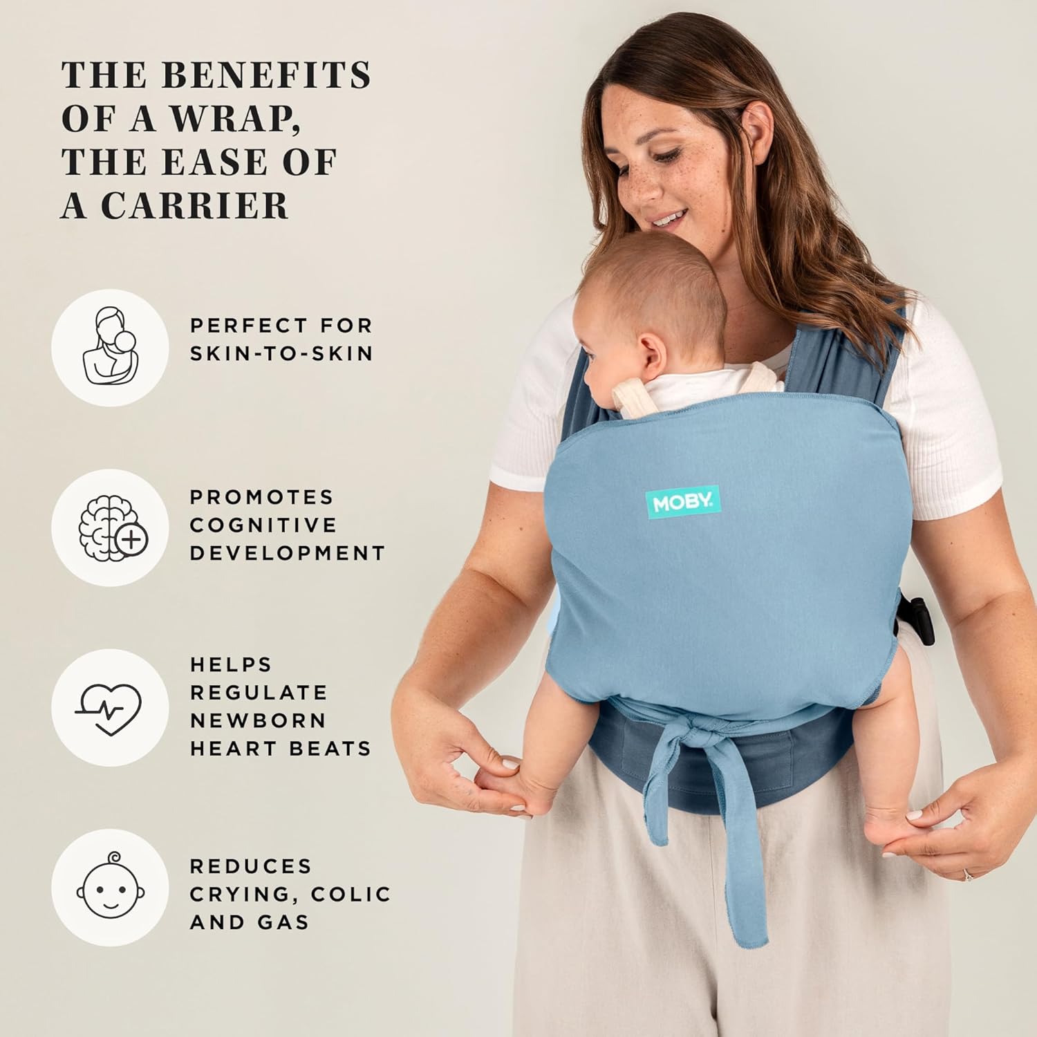 Moby Portabebés fácil de envolver  Portabebés y envoltura en uno para madres, padres y cuidadores  Diseñado para recién nacidos, bebés y niños