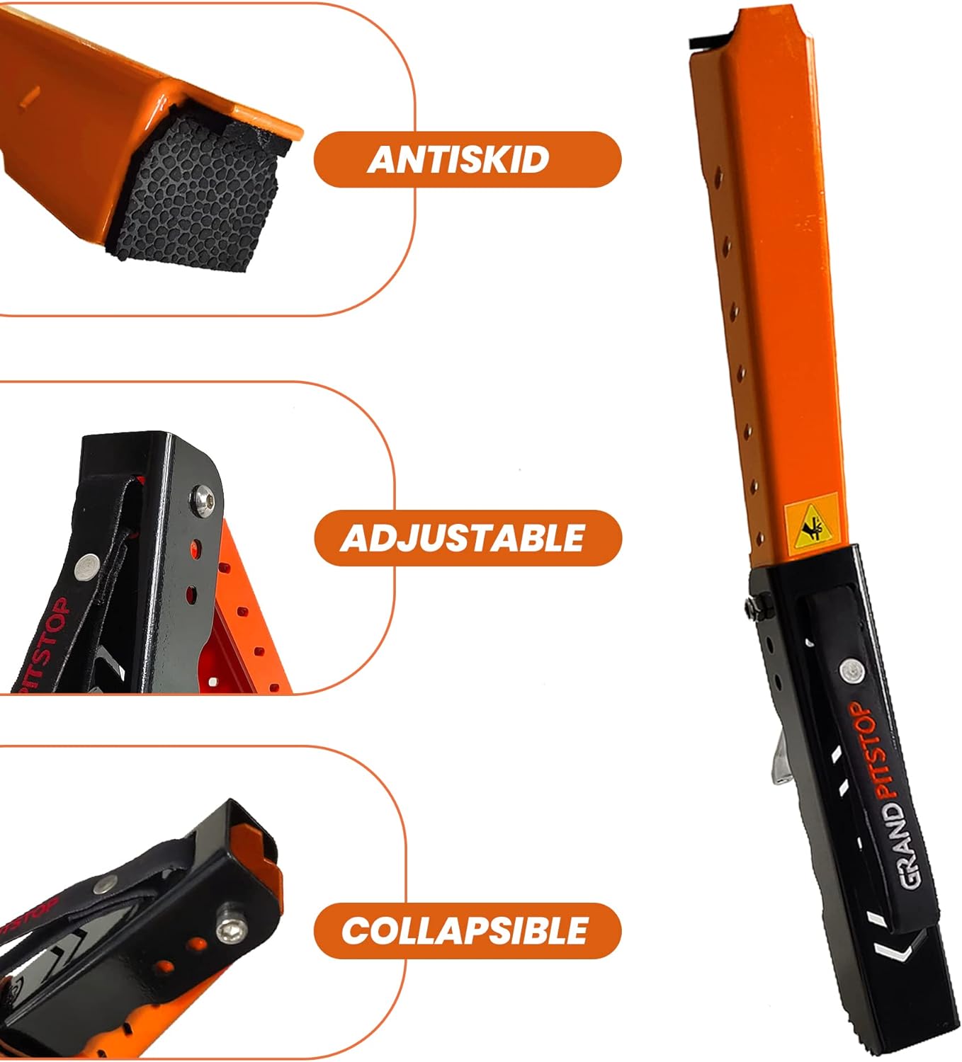 GRAND PITSTOP Soporte de mantenimiento de motocicleta, soporte de elevación portátil y compacto, altura ajustable para limpieza de cadenas y