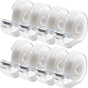 Cinta transparente con dispensador y recargas, uso para envolver regalos, hogar, escuela y oficina, 0.7 x 1000 pulgadas, paquete de 8 Cinta transparente con dispensador y recargas, uso para envolver regalos, hogar, escuela y oficina, 0.7 x 1000 pulgadas, paquete de 8