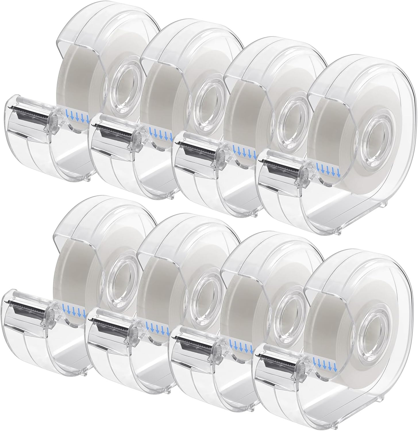 Cinta transparente con dispensador y recargas, uso para envolver regalos, hogar, escuela y oficina, 0.7 x 1000 pulgadas, paquete de 8