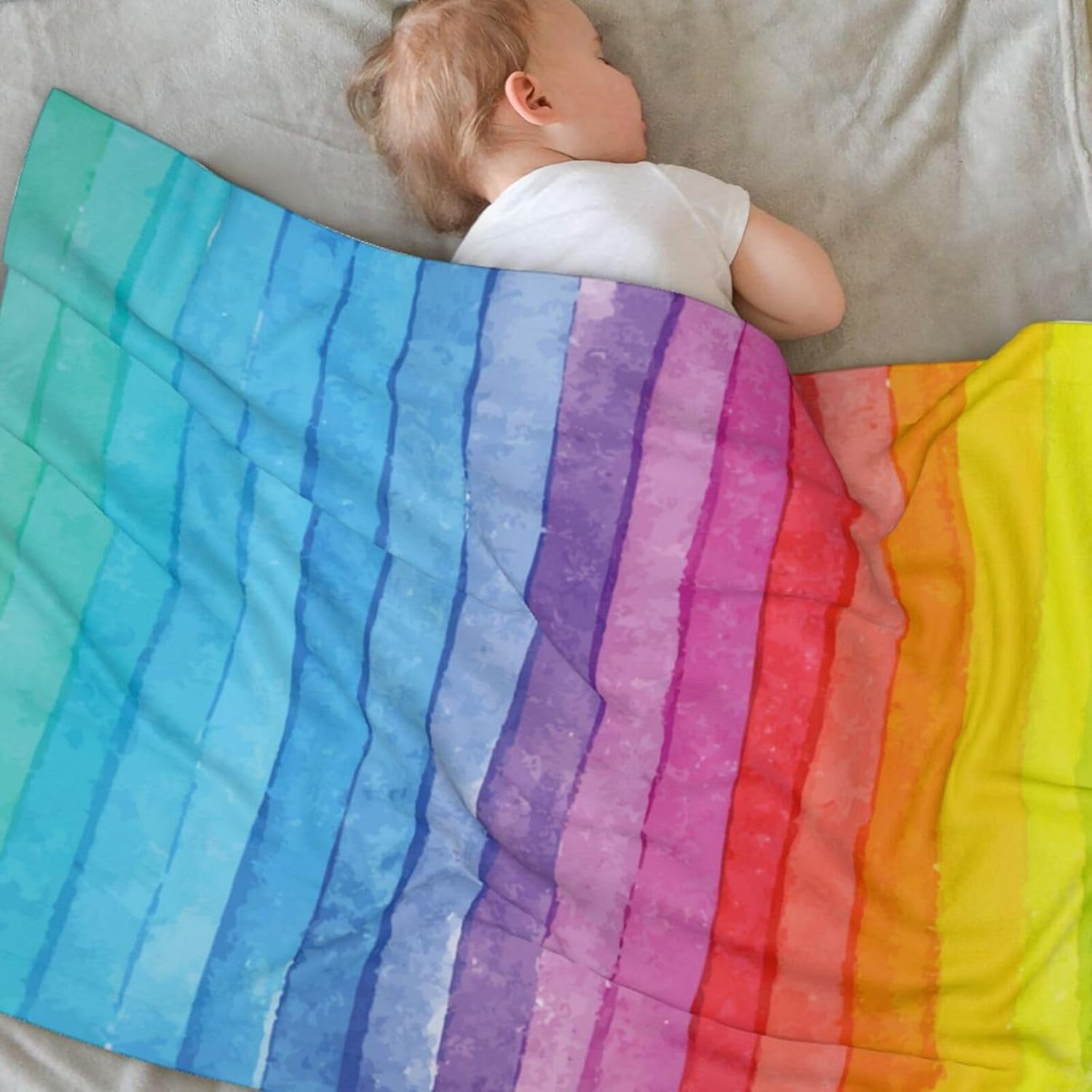 Manta de bebé arcoíris para niños y niñas, manta de cama suave, cálida y acogedora, regalo para baby shower, 30 x 40 pulgadas