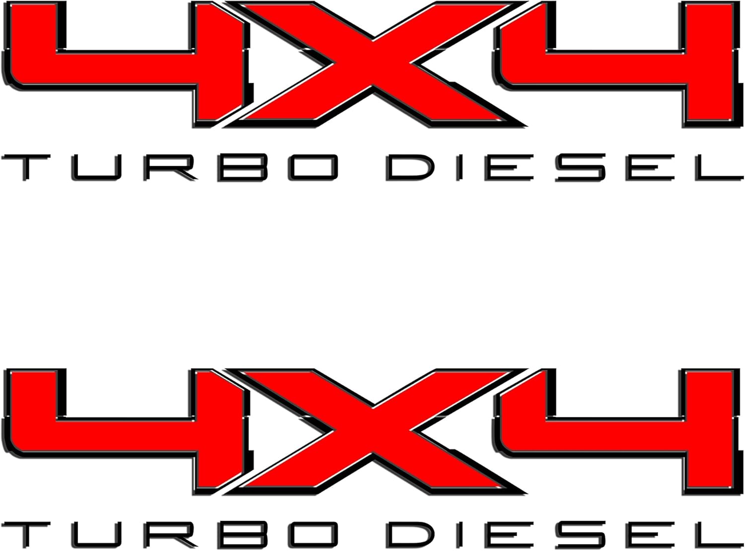 4X4 Turbo Diesel Bedside Vinyl Decal for Ford Trucks Red with Gloss Black Outline