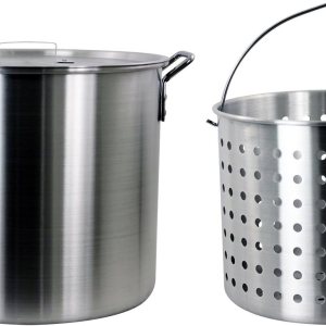 CHARD , Juego de olla de aluminio y cesta coladora perforada, 42 cuartos de galón CHARD , Juego de olla de aluminio y cesta coladora perforada, 42 cuartos de galón
