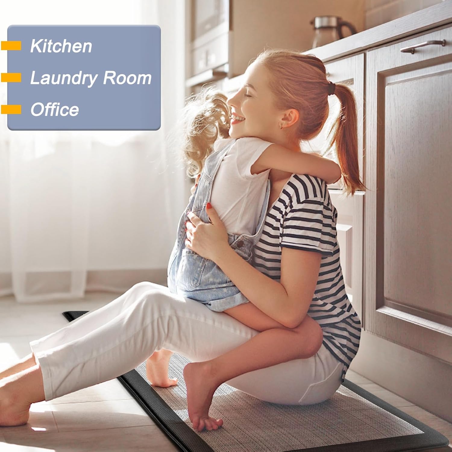 WEZVIX Tapete de cocina antifatiga, alfombras y tapetes de cocina acolchados antideslizantes, impermeable, tapete ergonómico de espuma cómoda para