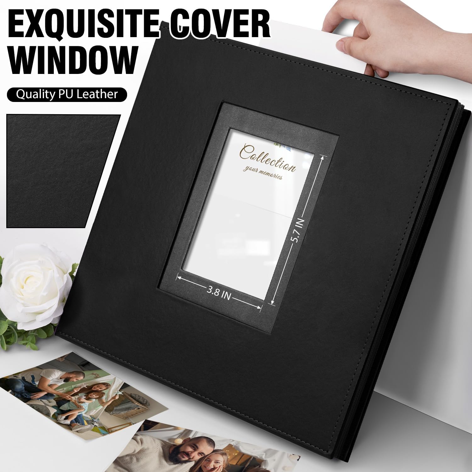 Álbum de fotos de 4 x 6 pulgadas, 600 fotos, cubierta de piel, capacidad extra grande, capacidad para 600 fotos horizontales y verticales de 4 x 6