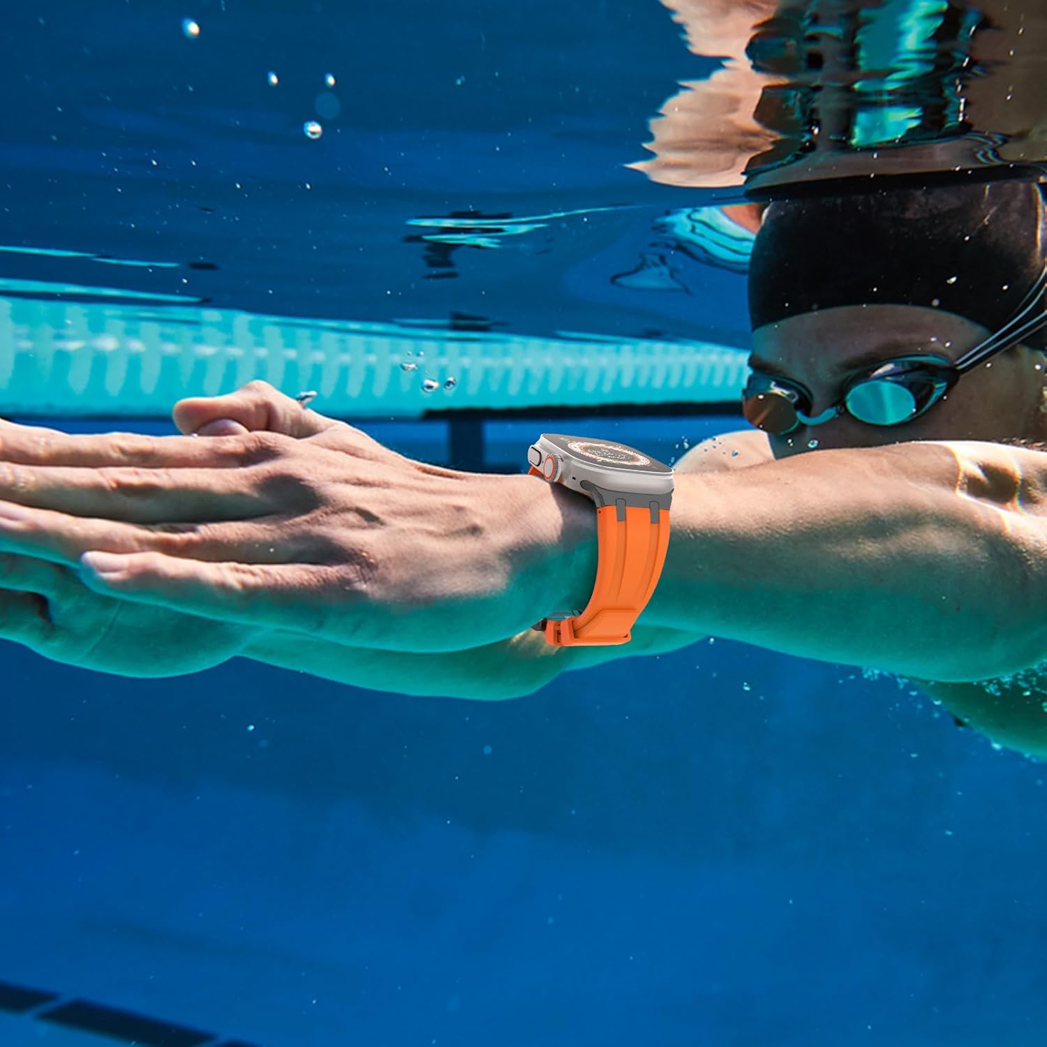 NewWays Correa para Apple Watch Ultra Band de 1.929 in, 1.772 in, 1.732 in, 1.654 in, 1.614 in, 1.575 in, 1.496 in, para hombres, correa de goma de