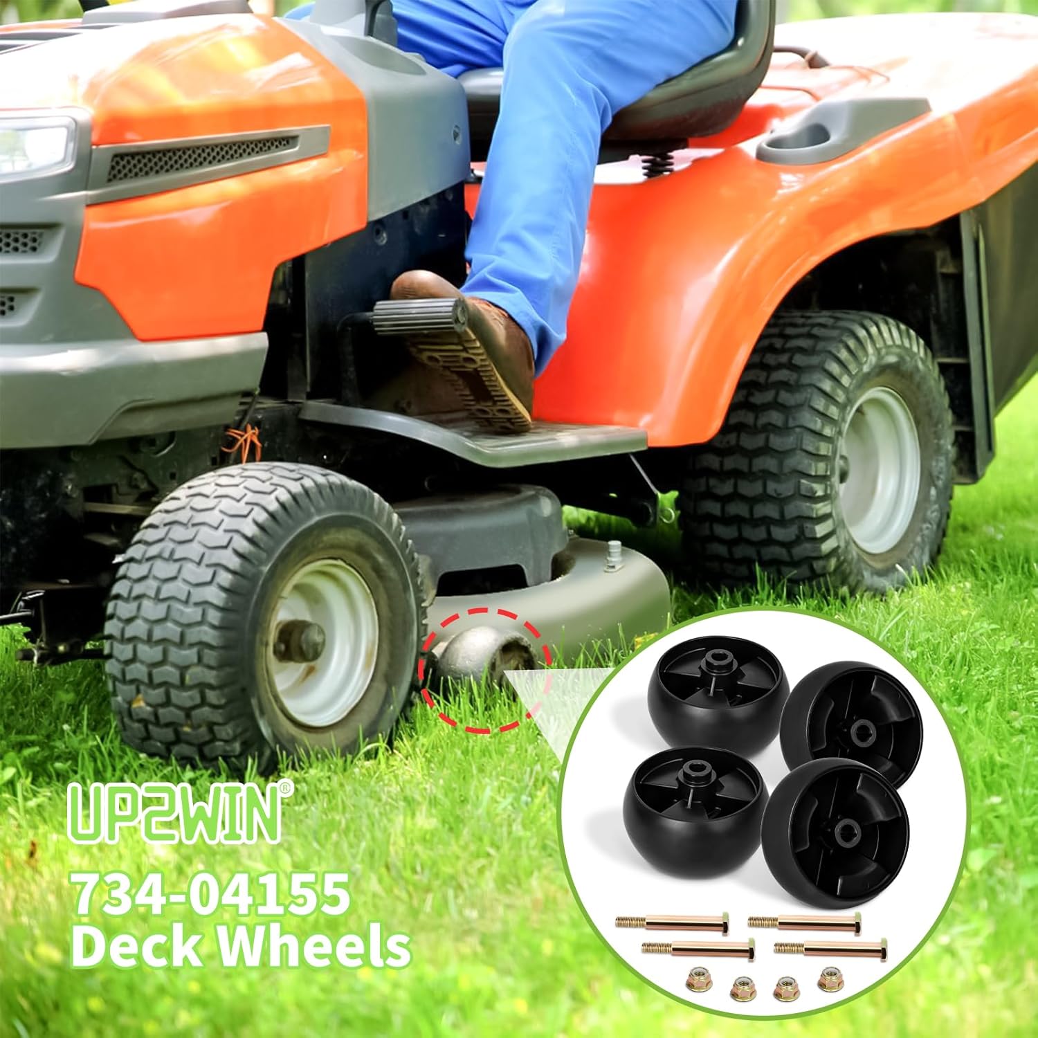 UP2WIN Ruedas de repuesto 734-04155, ruedas de calibre de cubierta compatibles con Cad Mower LTX1050 LTX1040 XT1 Enduro Riding, Craftsman LT2000