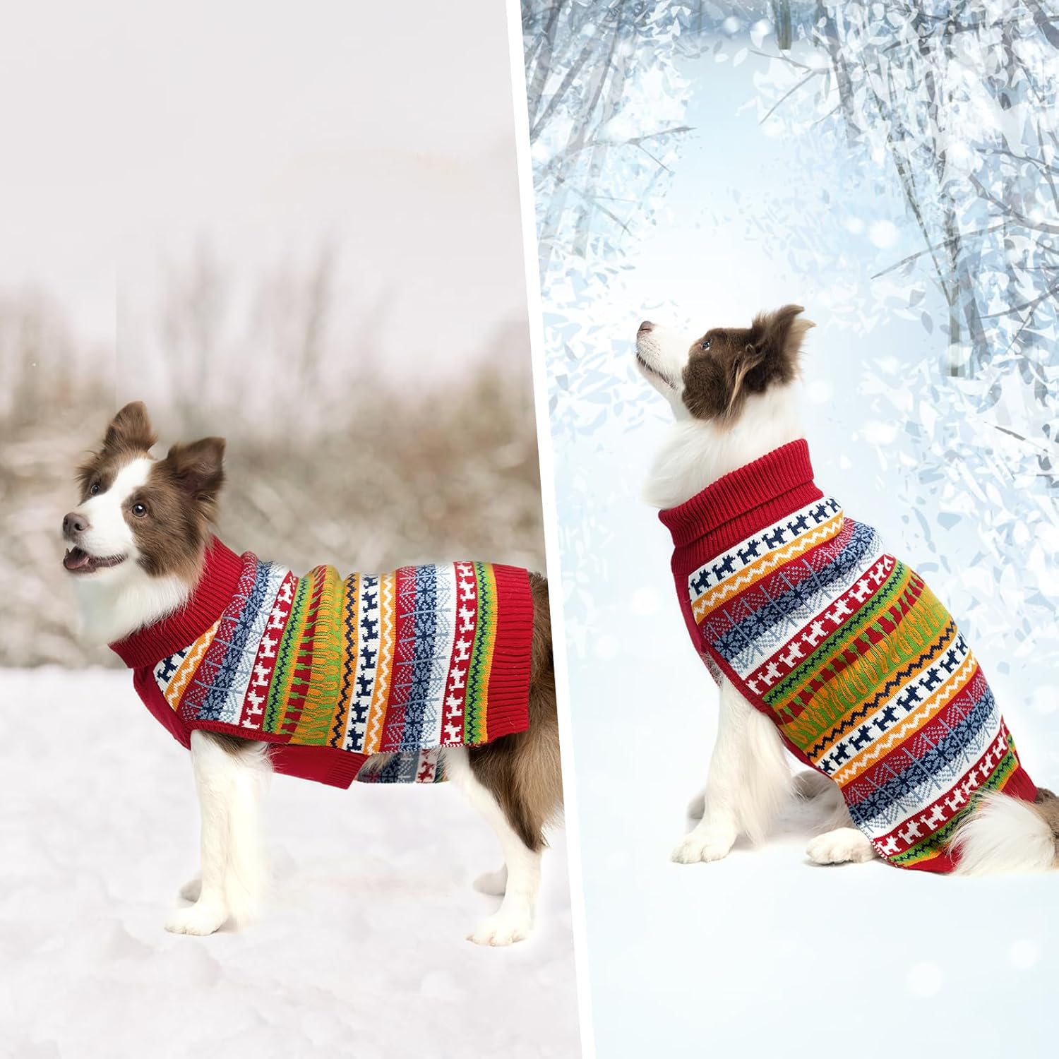 Mihachi Suéter para perro – Abrigo de invierno Ropa con rayas coloridas para clima frío