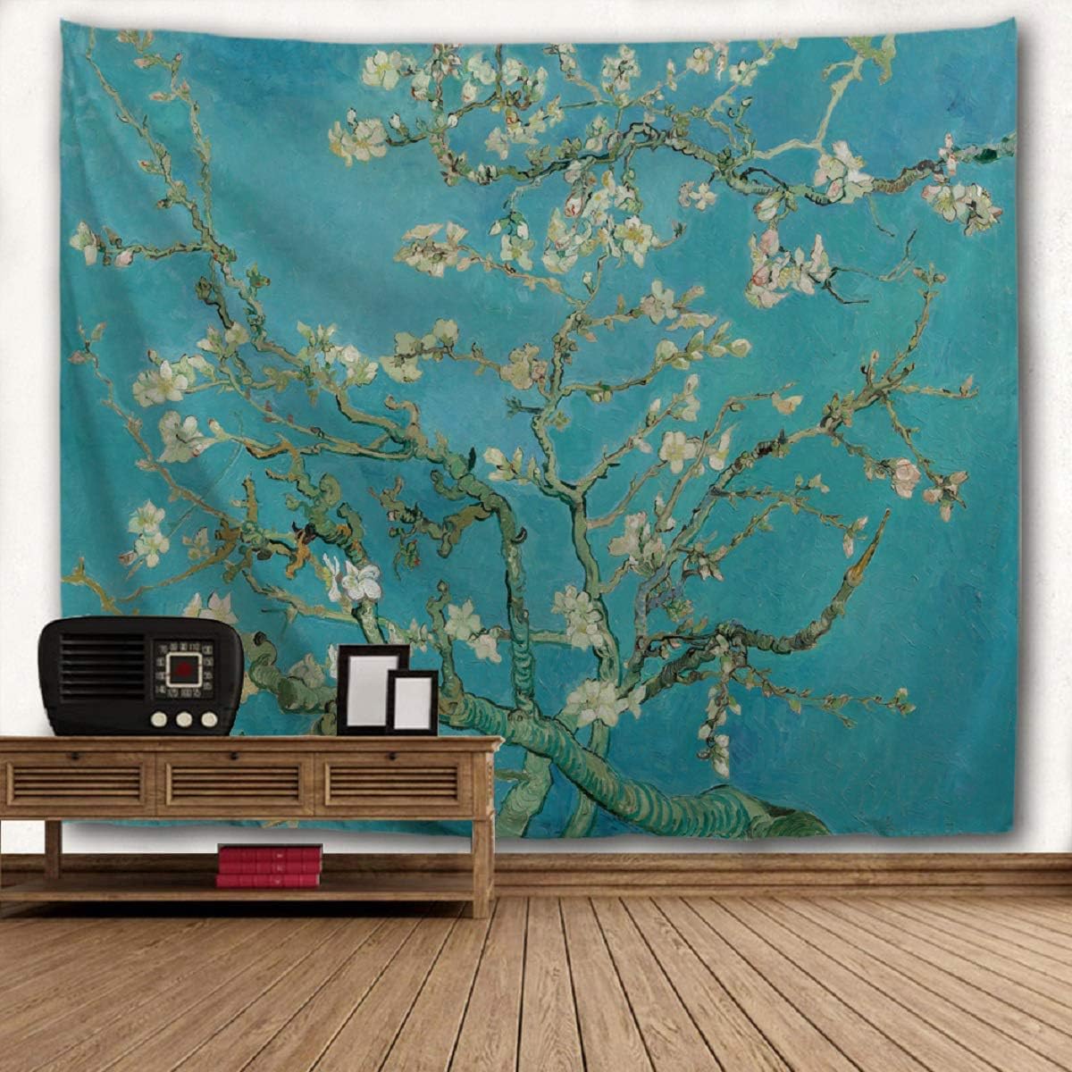 WIHVE – Tapiz para colgar en la pared, de diseño floral bohemio, hippie, psicodélico, étnico, decorativo, de tela para dormitorio, decoración del