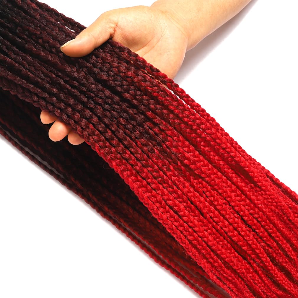 Extensiones de cabello de ganchillo de color rojo degradado de 24 pulgadas, extensiones de cabello de ganchillo preenrolladas hechas a mano, 3