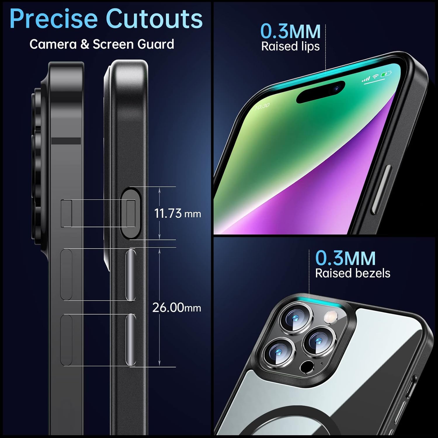 Funda magnética delgada transparente para iPhone 14 Pro no amarillea Protección de grado militar Imanes fuertes número 1 JUESHITUO compatible con