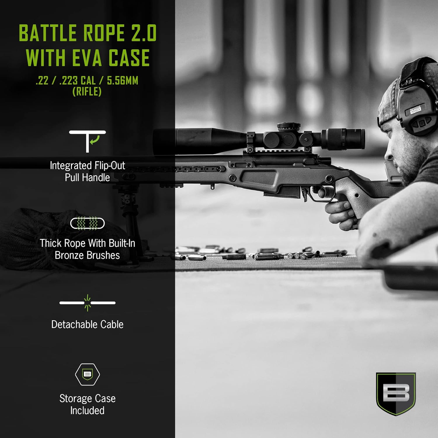 Breakthrough Clean Battle Rope 2.0 – Kit de limpieza de pistola de perforación – Opciones para la mayoría de tipos de armas – Rifle, escopeta,