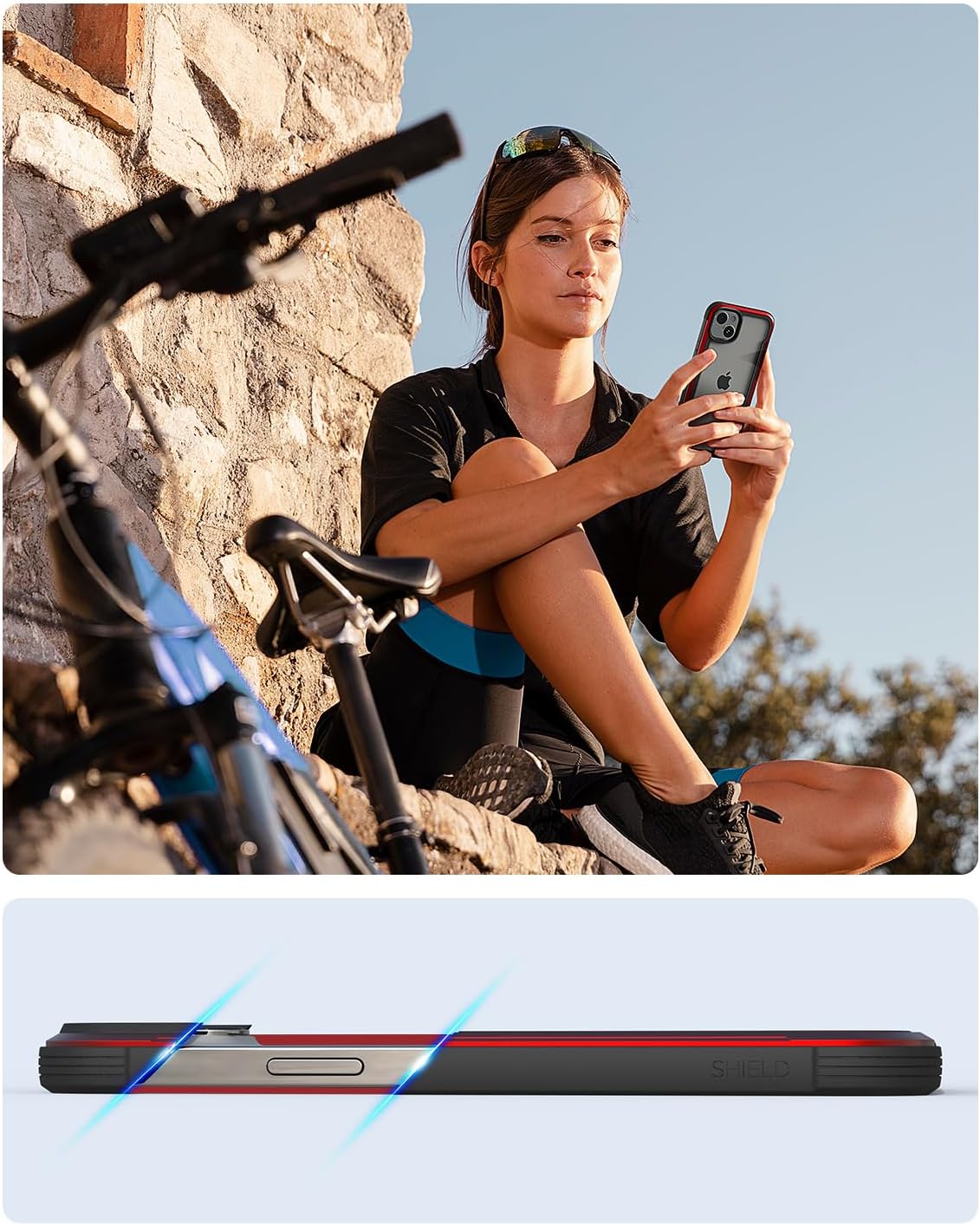 RAPTIC Shield para iPhone 15 Plus, funda protectora transparente a prueba de golpes, grado militar probada para caídas de 10 pies, marco de aluminio