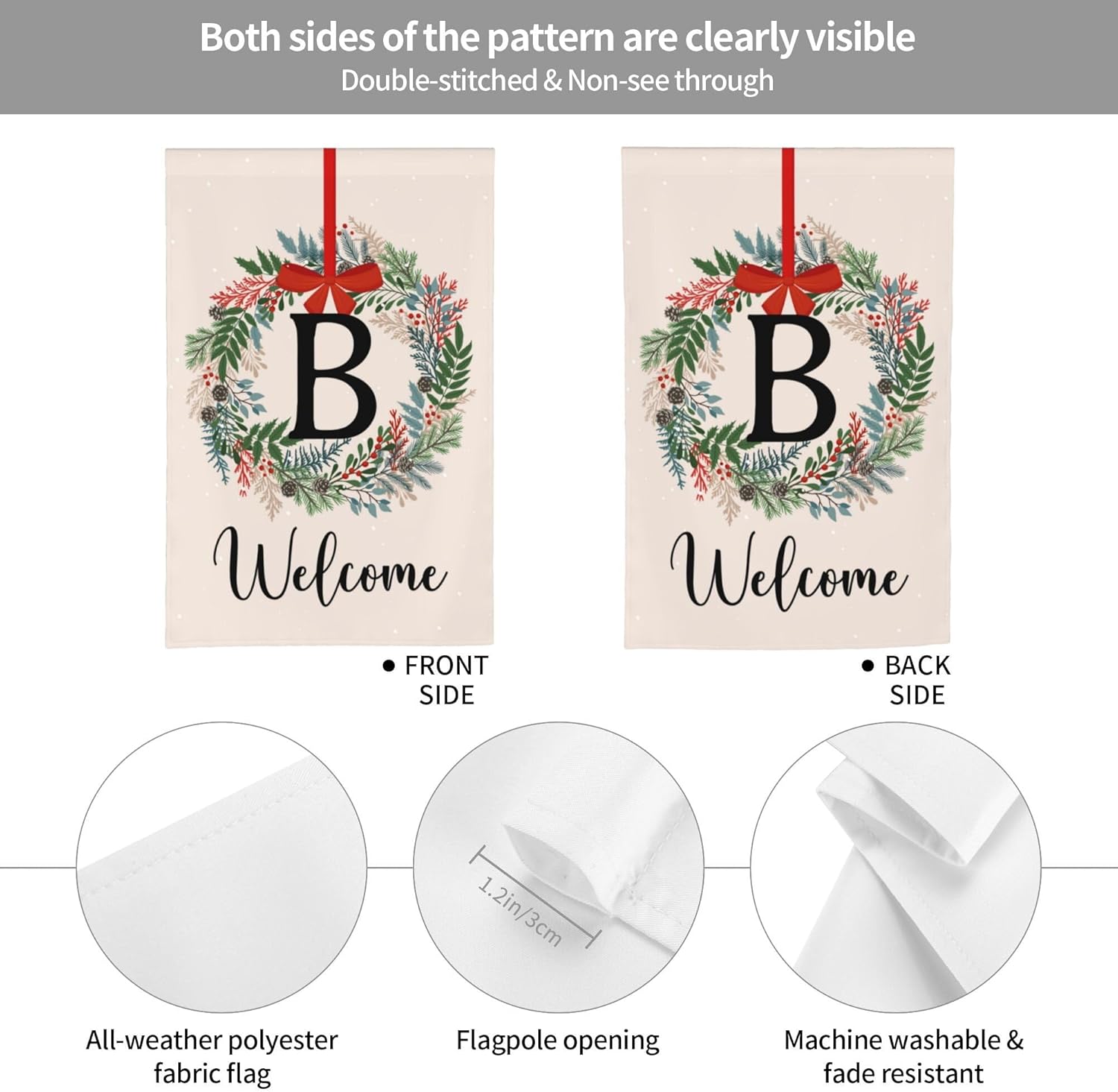 Bandera de Navidad personalizada para jardín, banderas personalizadas para decoración del hogar, banderas familiares con letra B para patio,