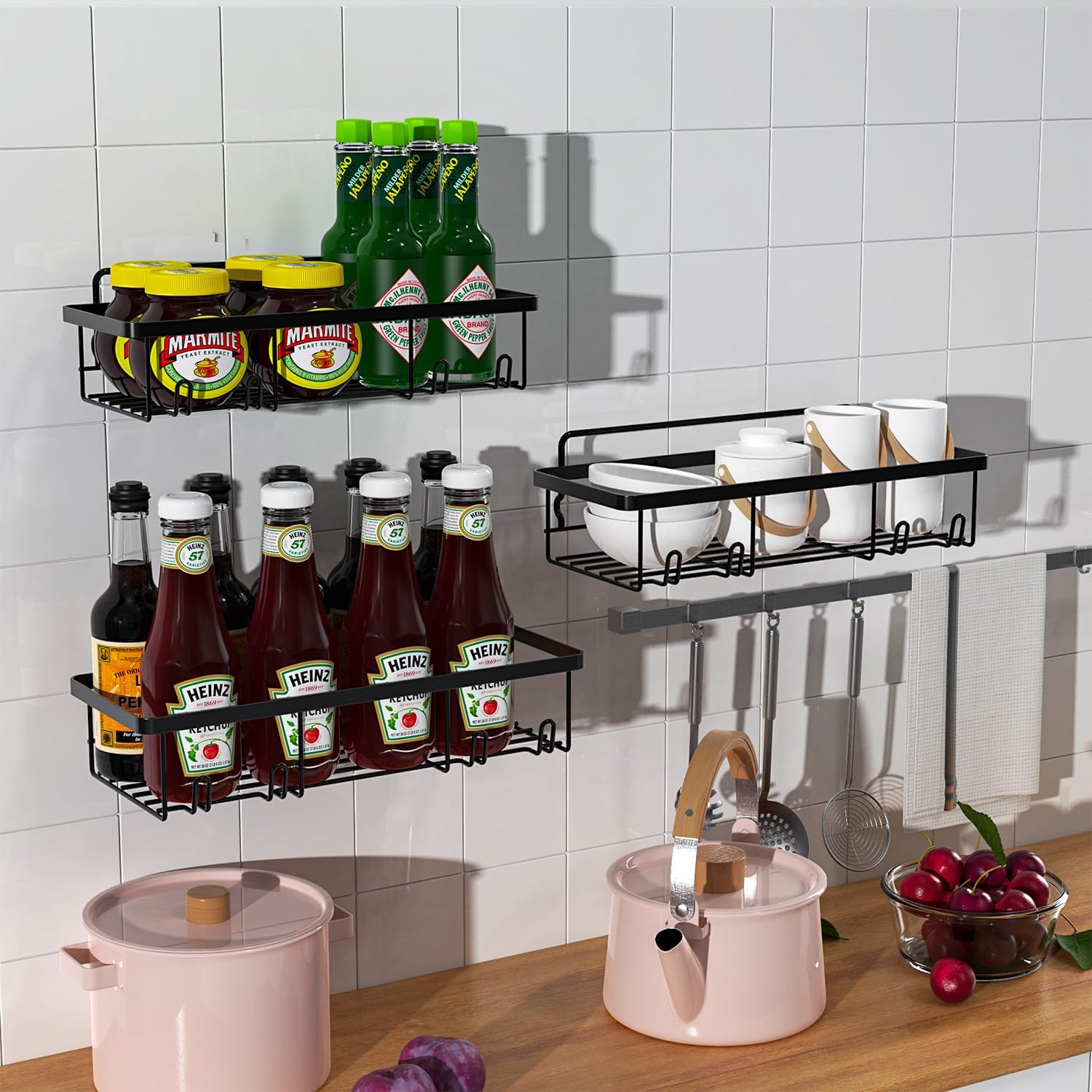 Organizador de ducha – Organizador de ducha de baño, estante de baño adhesivo para ducha interior, estantes de almacenamiento de ducha de acero