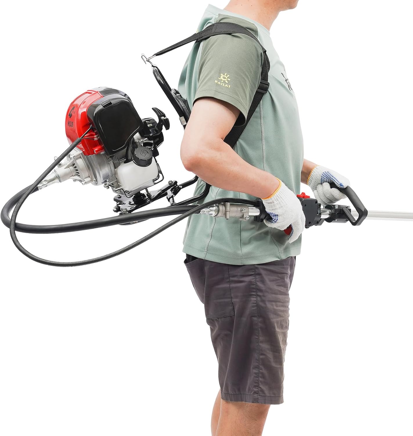Cortador de escobillas, mochila 2 en 1 de 4 tiempos, de energía a gas, para malezas, 750 W, enfriador de aire, cortasetos de césped, cortacésped,