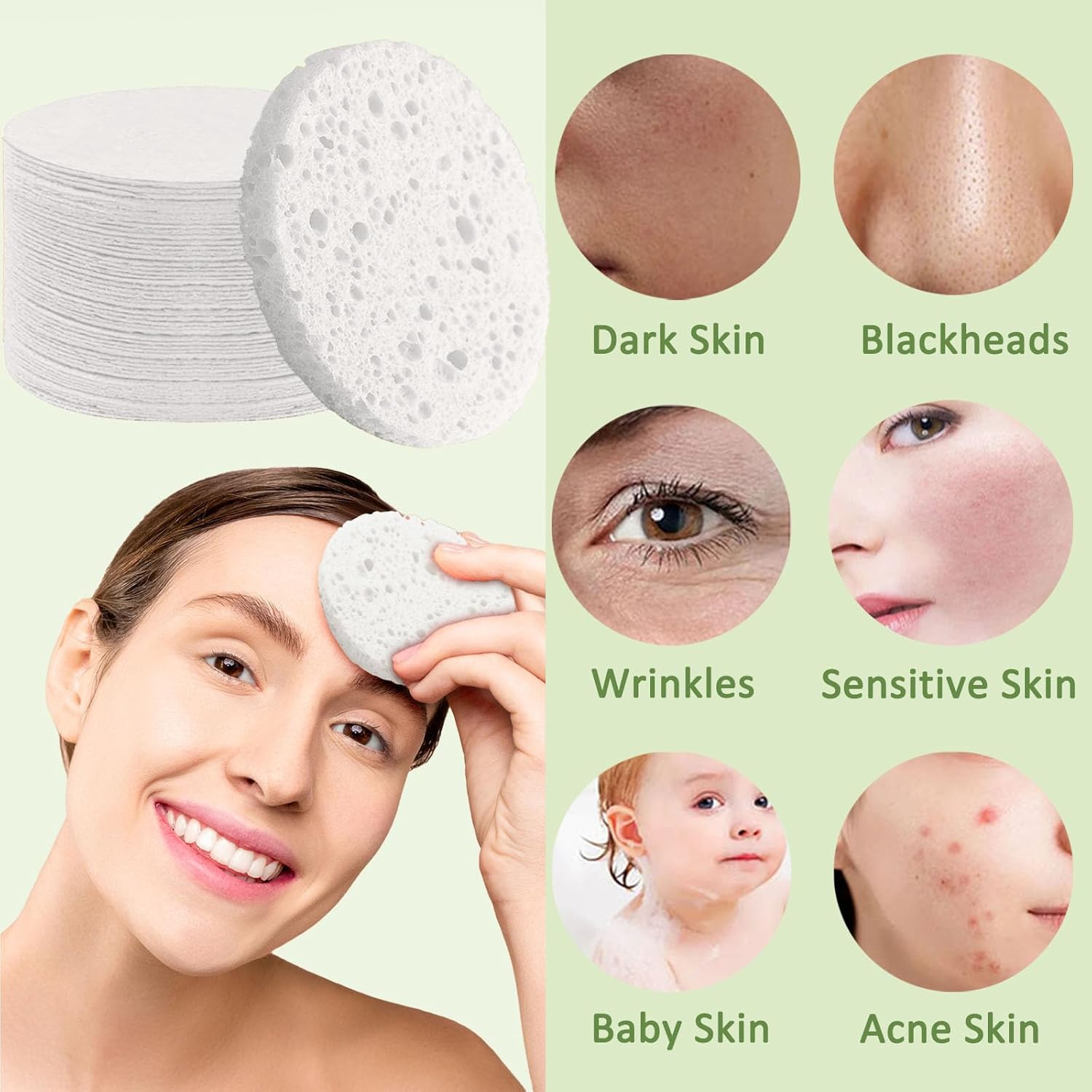 300 esponjas faciales comprimidas para limpieza de celulosa natural, esponja cosmética de spa para limpieza facial, maquillaje exfoliante o