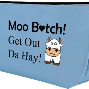 Bolsa de maquillaje de vaca, regalo para amantes de las vacas, regalos para niñas, mujeres, bolsa de cosméticos de vaca, Azul Bolsa de maquillaje de vaca, regalo para amantes de las vacas, regalos para niñas, mujeres, bolsa de cosméticos de vaca, Azul
