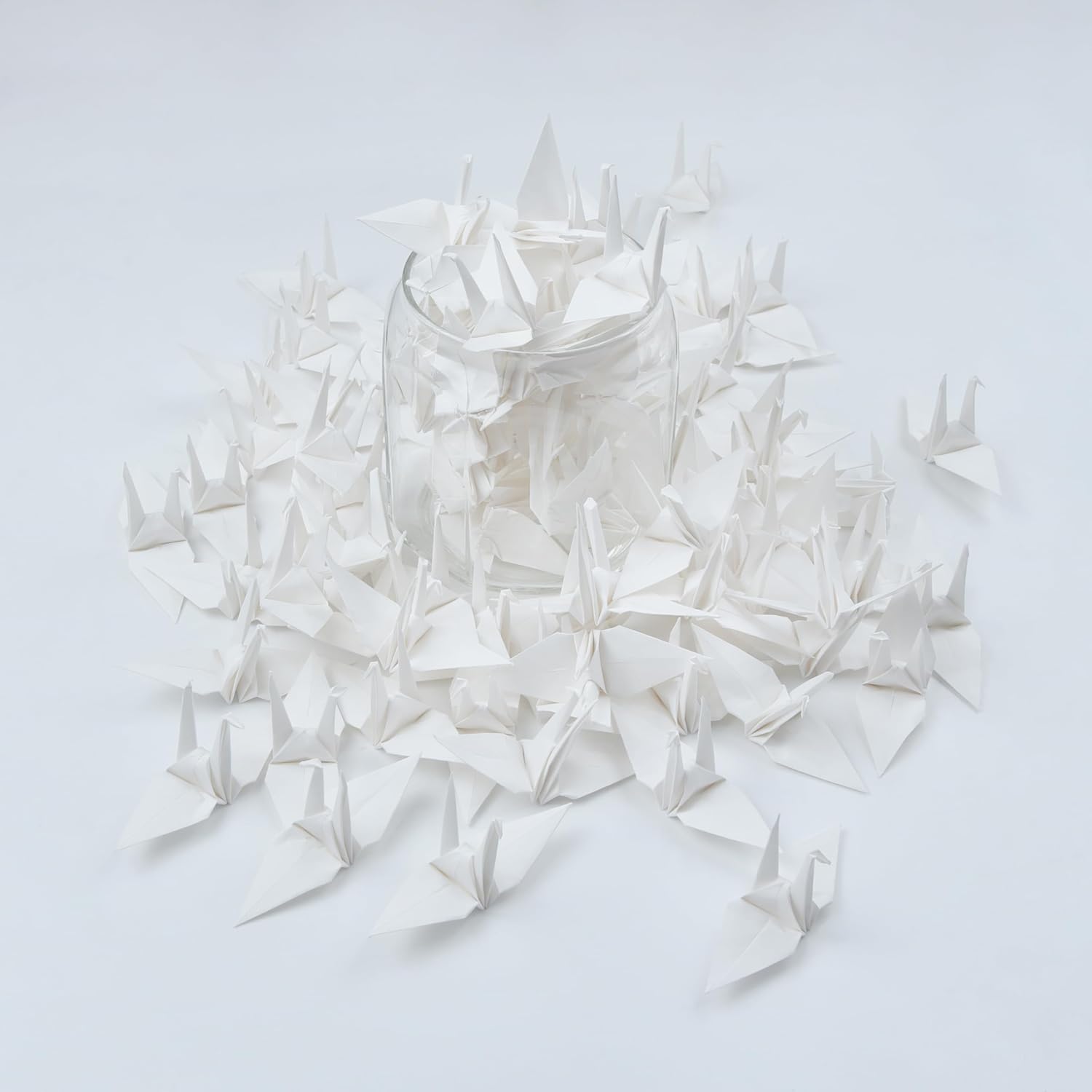 100 grúas de papel de origami, colores marfil, grúas de papel plegadas para bodas, fiestas, cumpleaños, fiestas de niños, telón de fondo, decoración
