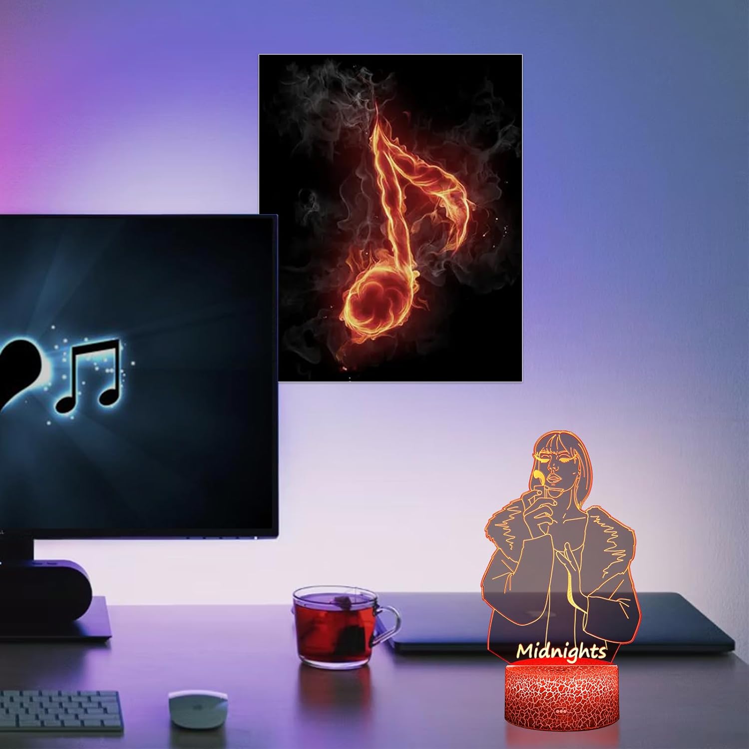 Taylor – Luz nocturna de medianoche, lámpara Taylor 3D ilusión, introspección para fanáticos de la música, regalos de cumpleaños, decoración de