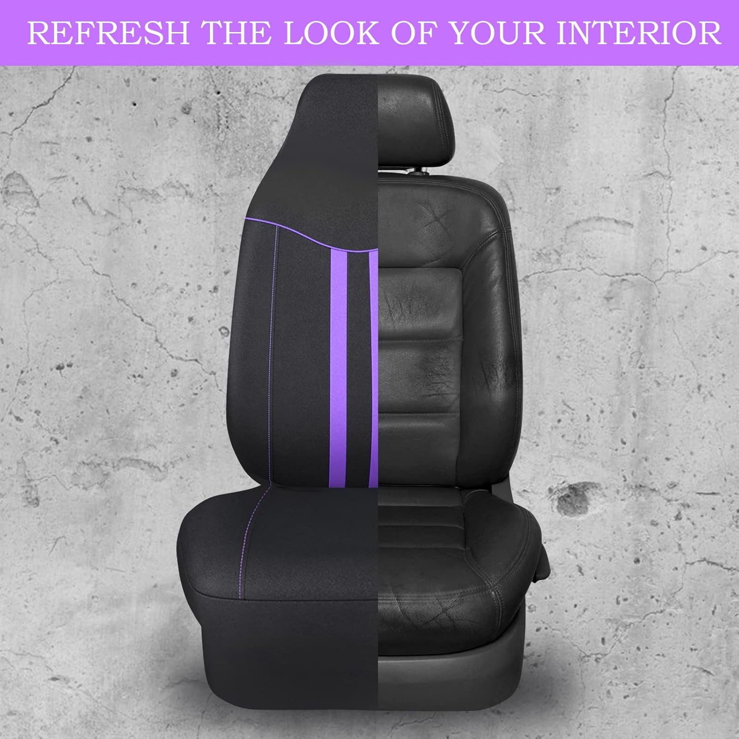 CAR-GRAND – Fundas para los dos asientos delanteros del auto, de ajuste universal, deportivas, Rainbow, con respaldo alto, compatibles con bolsa de