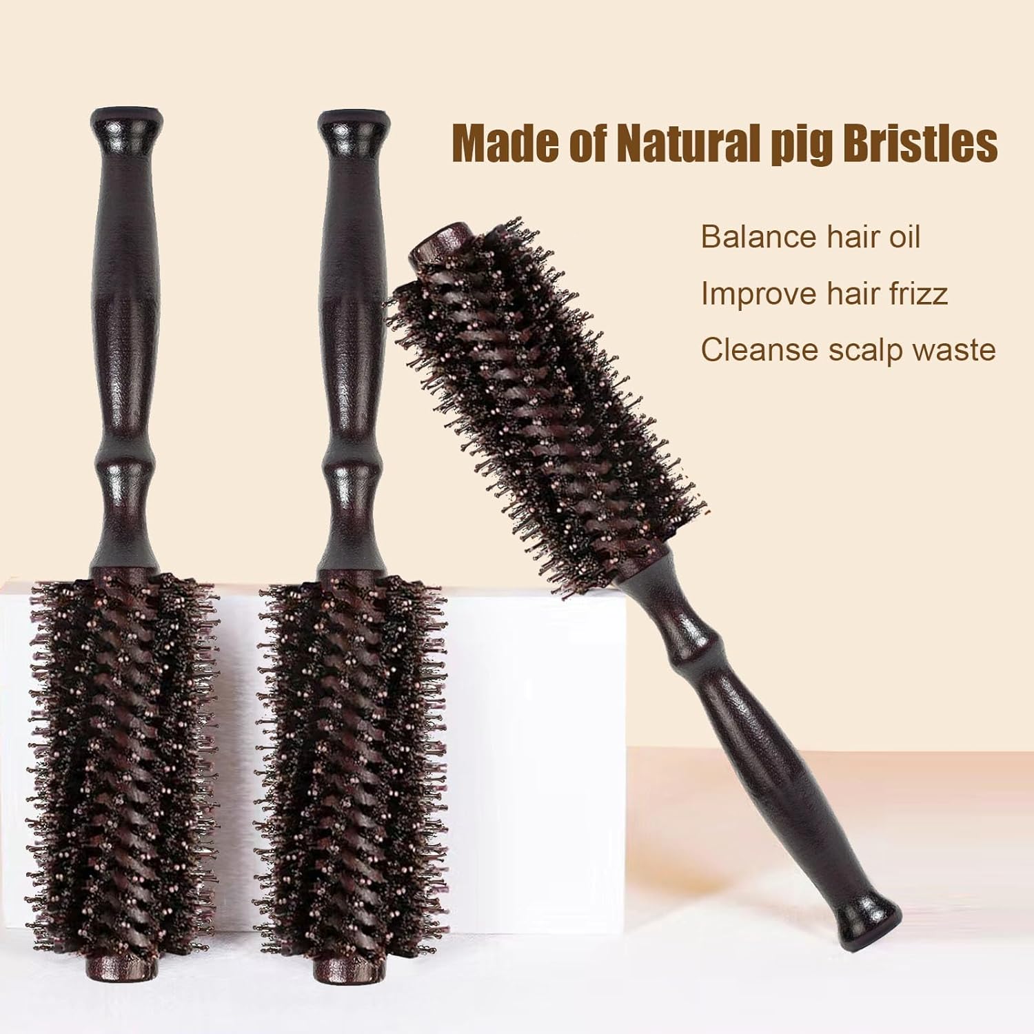 Cepillo de pelo natural de cerdas de jabalí para cabello grueso, rizado, fino, largo, corto, húmedo o seco, desenreda, masaje para añadir brillo