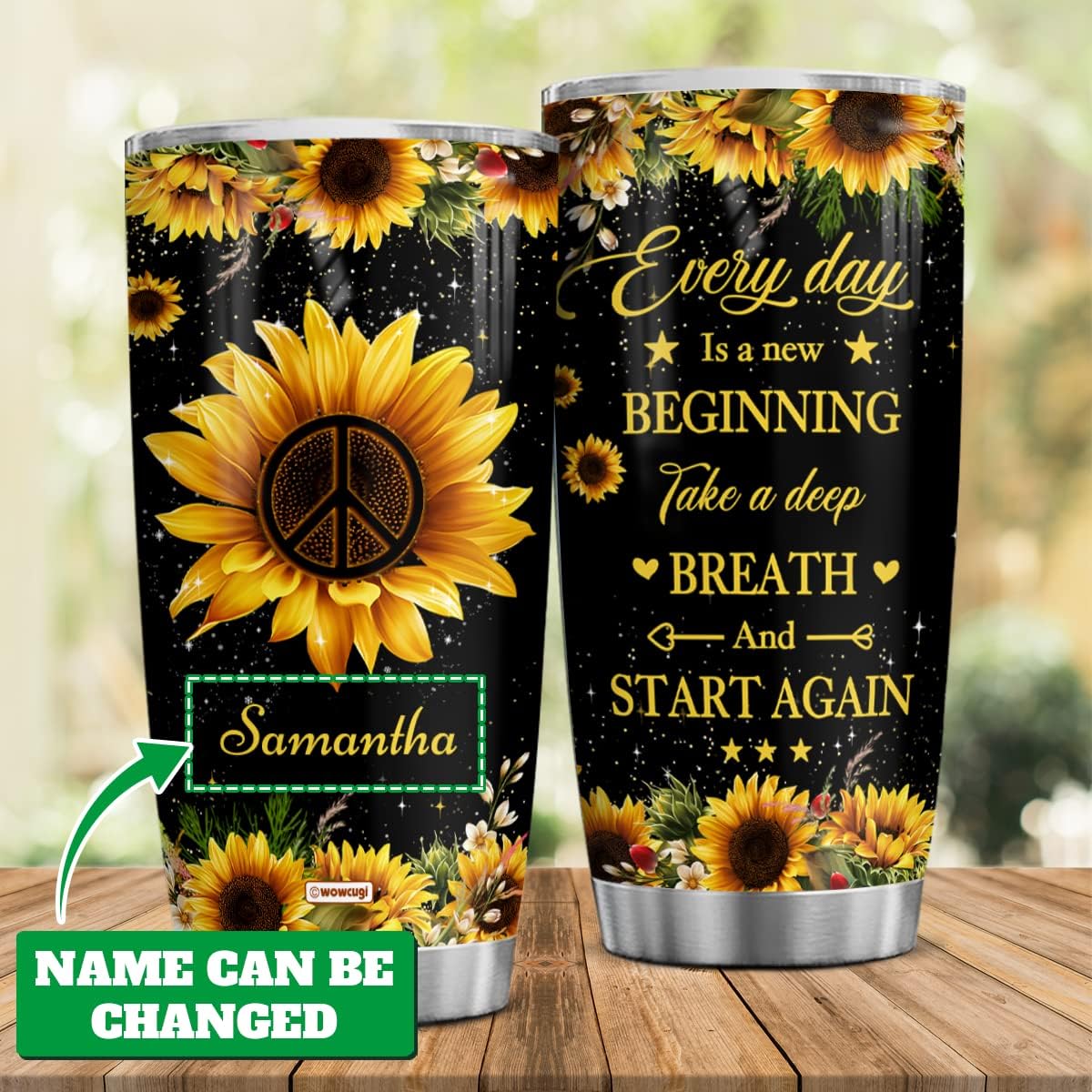 wowcugi Regalos inspiradores para mujeres, vaso personalizado para todos los días, regalos de girasol para niñas, mejores amigas, hermanas, vasos de