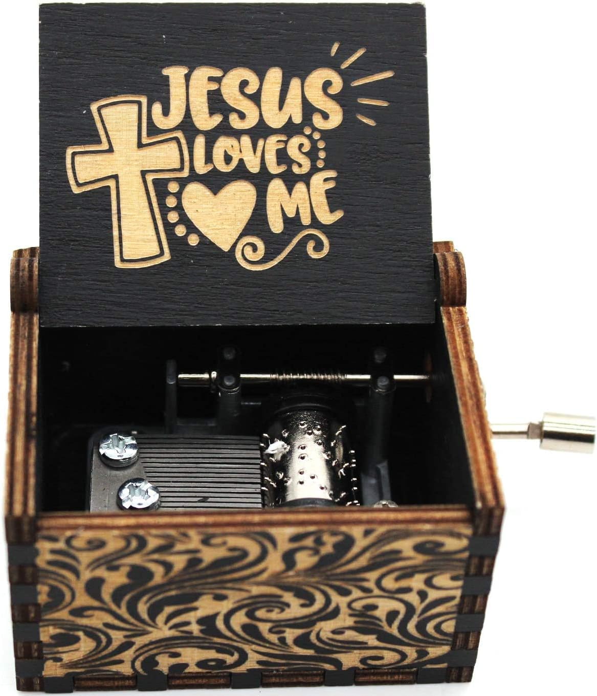Caja de música de madera, cajas de música Jesús Love Me, regalo para cristianos, amigos, idea de regalo para cumpleaños, graduación, Navidad, Año