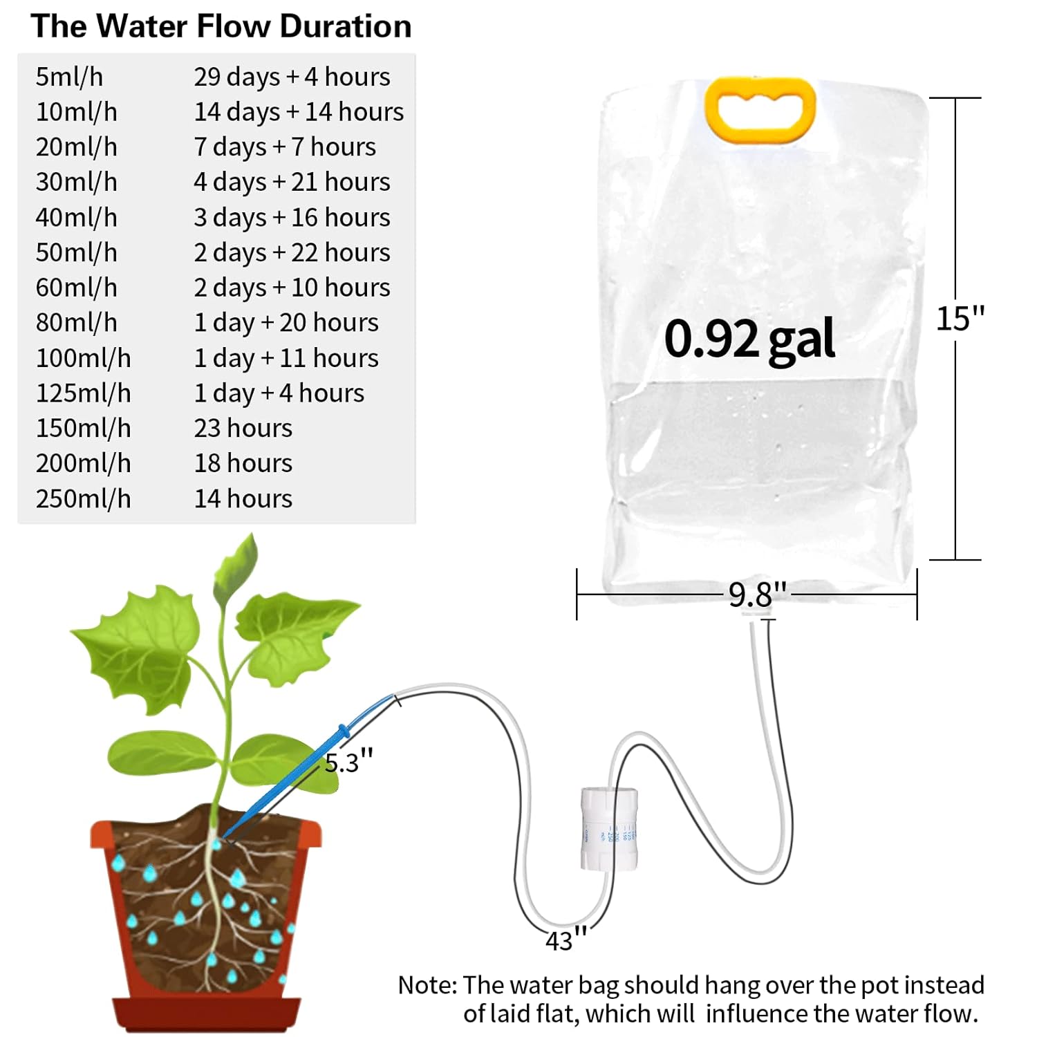 Sistema de riego automático de 4 piezas para plantas mientras está fuera de vacaciones, bolsa de agua para plantas IV, dispositivo de sistema de