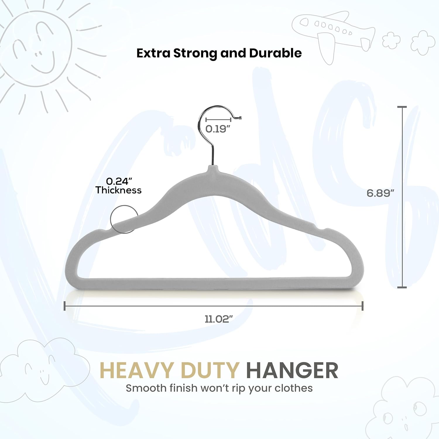 Utopia Home Perchas de terciopelo para niños (paquete de 30)  Perchas duraderas de 11 pulgadas para bebé para armario  Perchas perfectas para niños