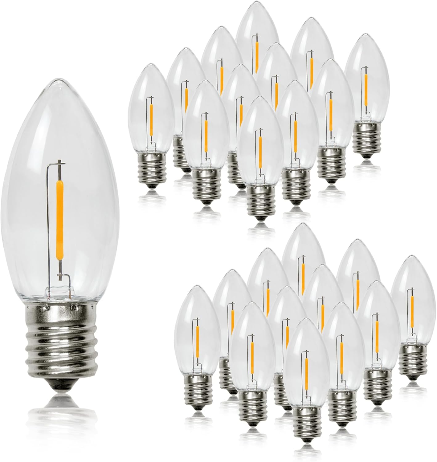 RuiAoTD Paquete de 25 bombillas LED C9 de repuesto para Navidad, bombillas LED C9 inastillables de 0.6 W para tira de luces de Navidad, base