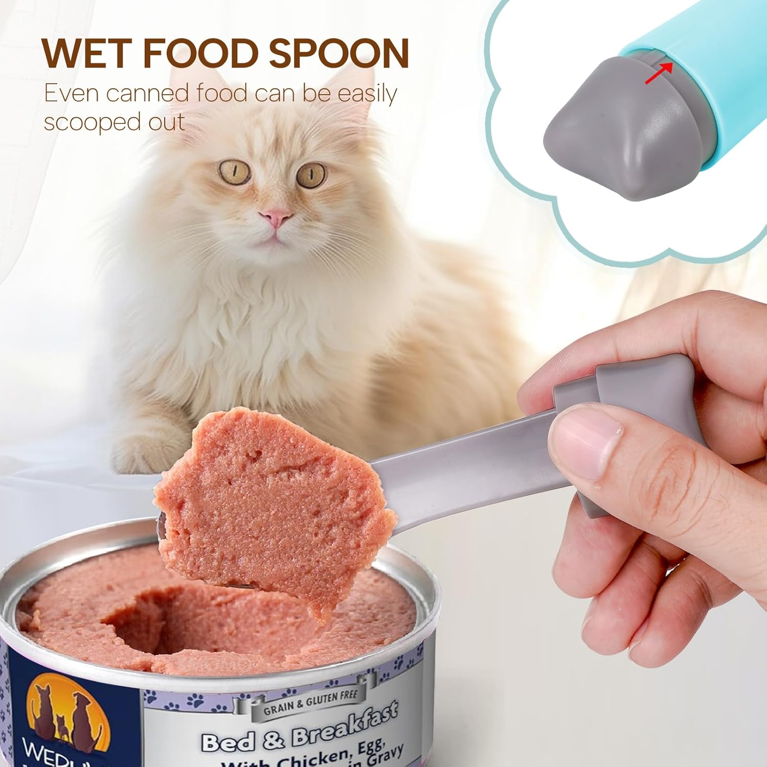 Cuchara húmeda para perros y gatos para mascotas, 1 taza (8.5 fl oz), cuchara para alimentos secos y cuchara para alimentos húmedos y clip de bolsa,