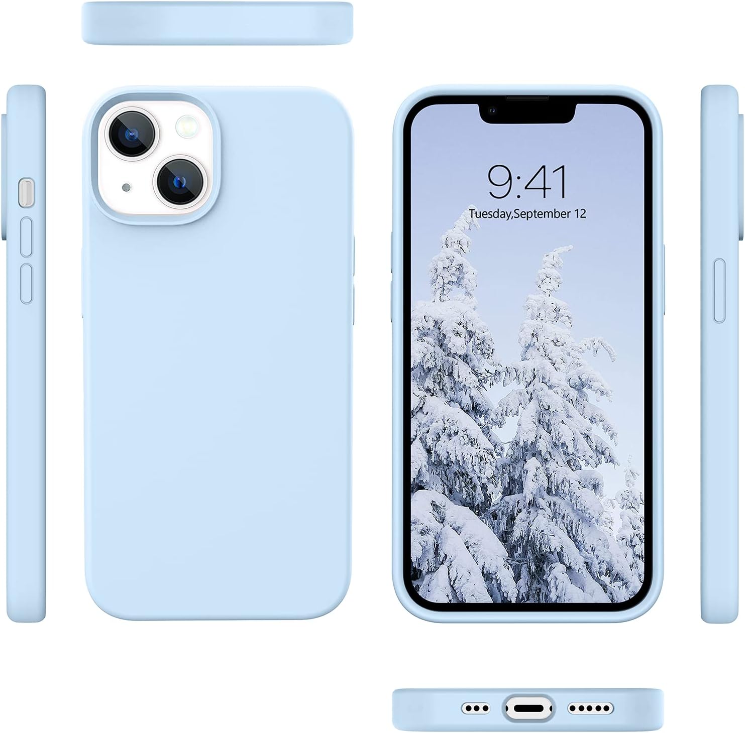 Telaso Funda compatible con iPhone 13, silicona líquida de gel suave para iPhone 13, funda delgada con forro de microfibra a prueba de golpes,