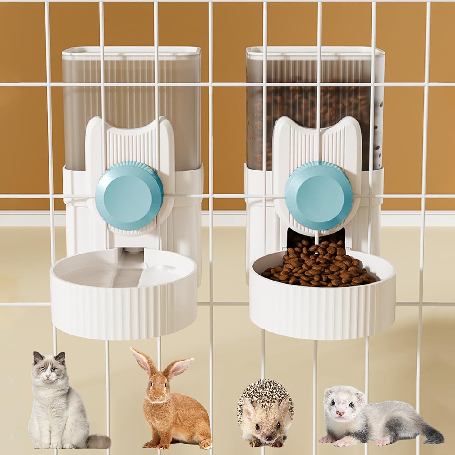 Dispensador automático de agua para alimentos, 35 onzas, alimentador de conejillos de indias, botella de agua, alimentador de alimentos para
