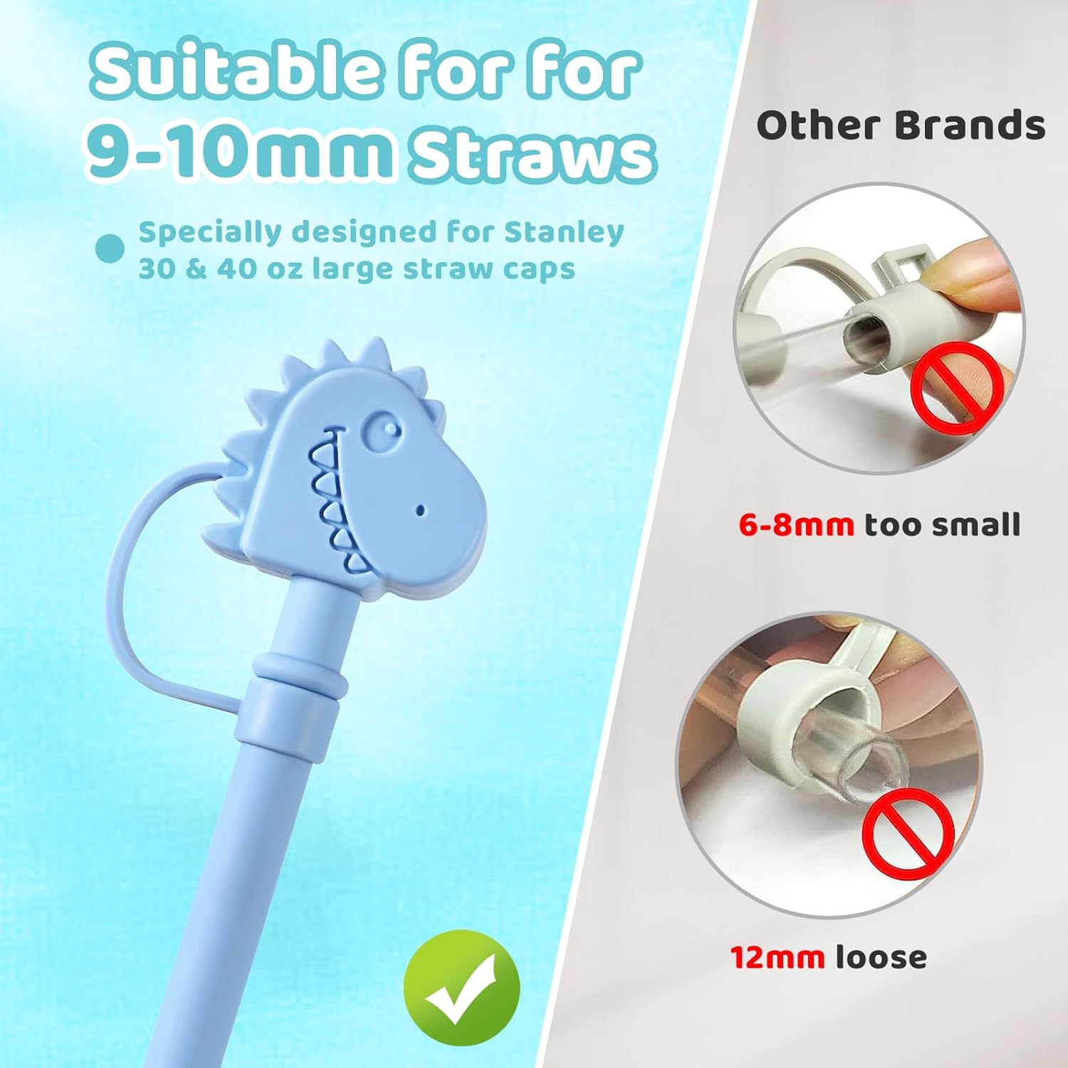 Eight-Piece Straw Cover Cap with New Cartoon Design – Stanley Straw Cover Cap for Stanley Cup Accessories – Fits 40oz and 30oz Stanley Tumblers –