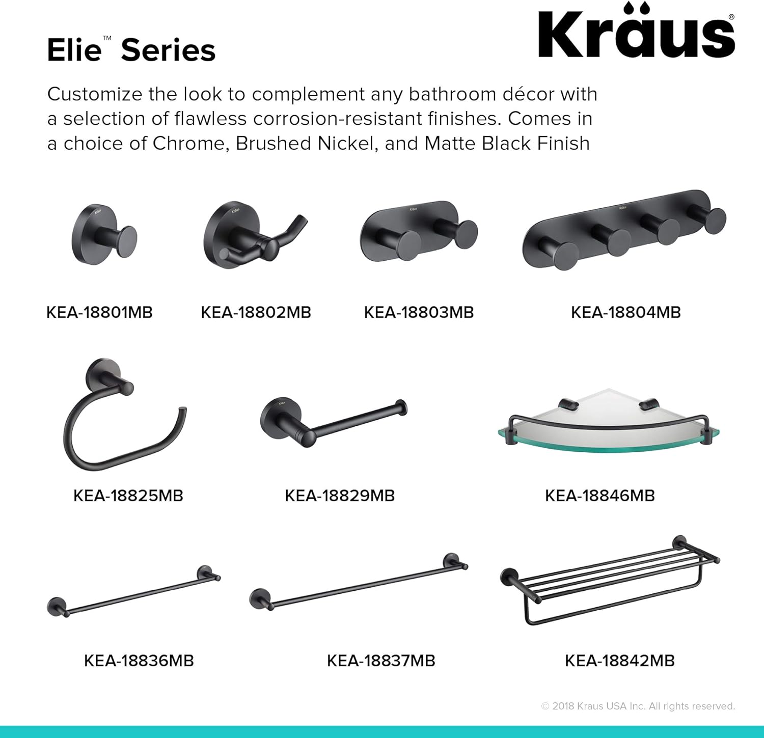 KRAUS Elie KEA-18829MB – Soporte para papel higiénico, acabado negro mate, color negro